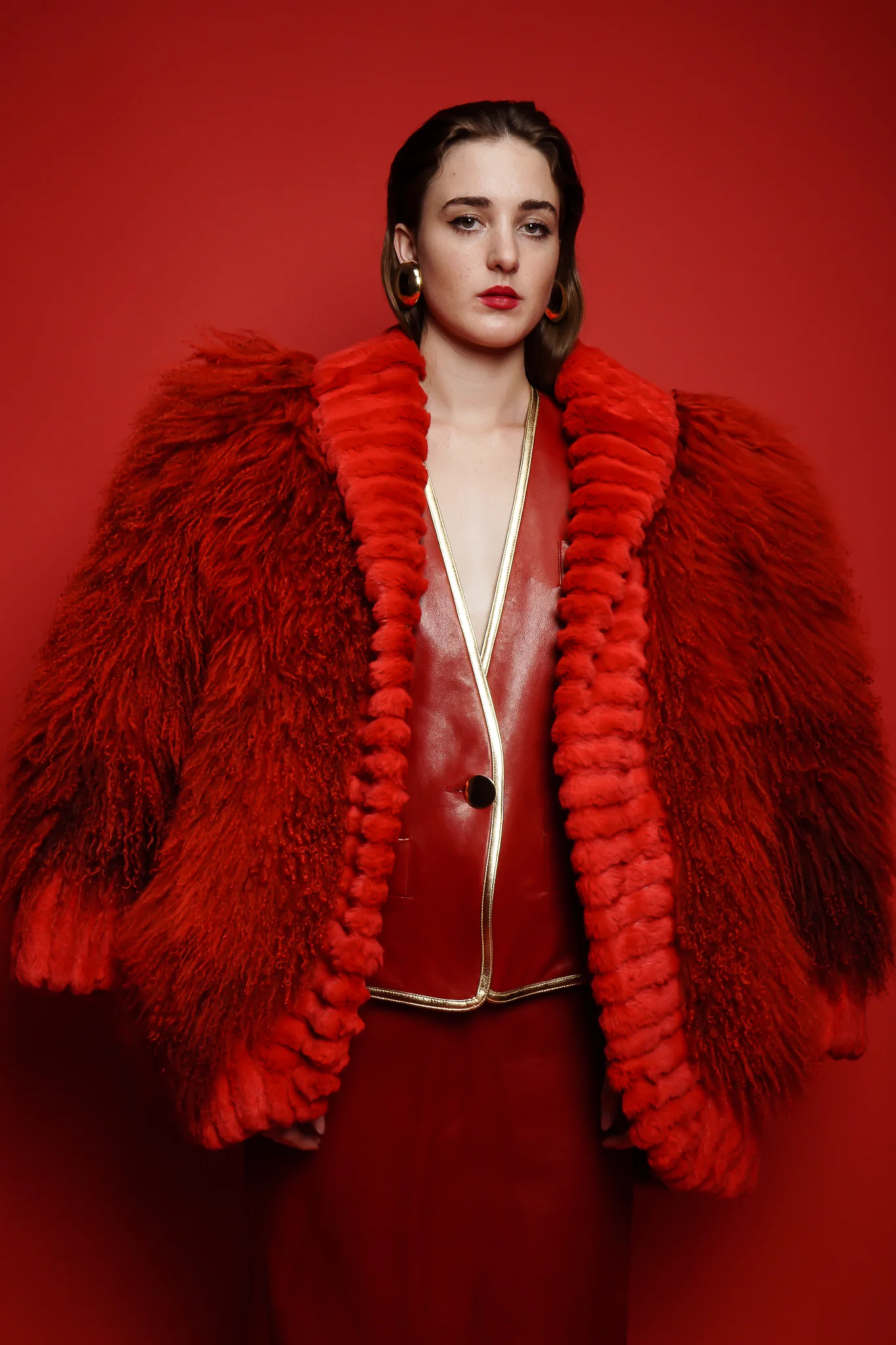 Mongolian Fur Shawl Collar Coat - Image 4