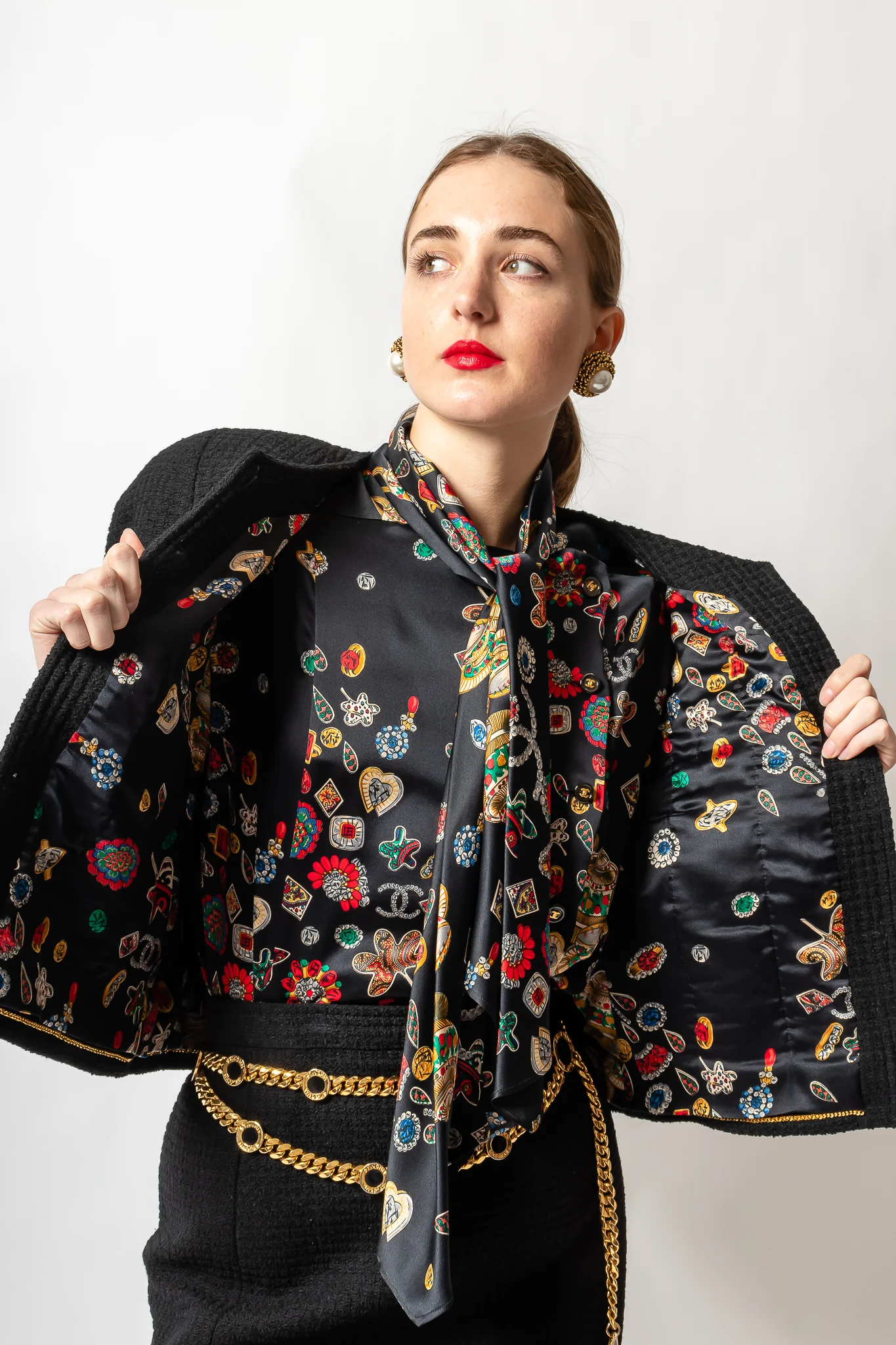 Monochrome Tweed Boxy Jacket & Skirt Set - Image 3