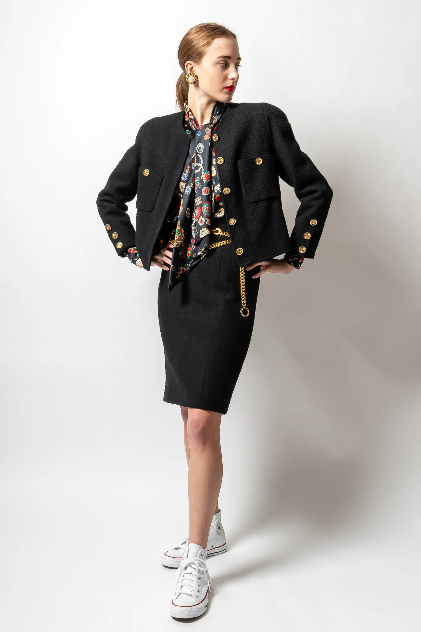 Monochrome Tweed Boxy Jacket & Skirt Set - Image 5