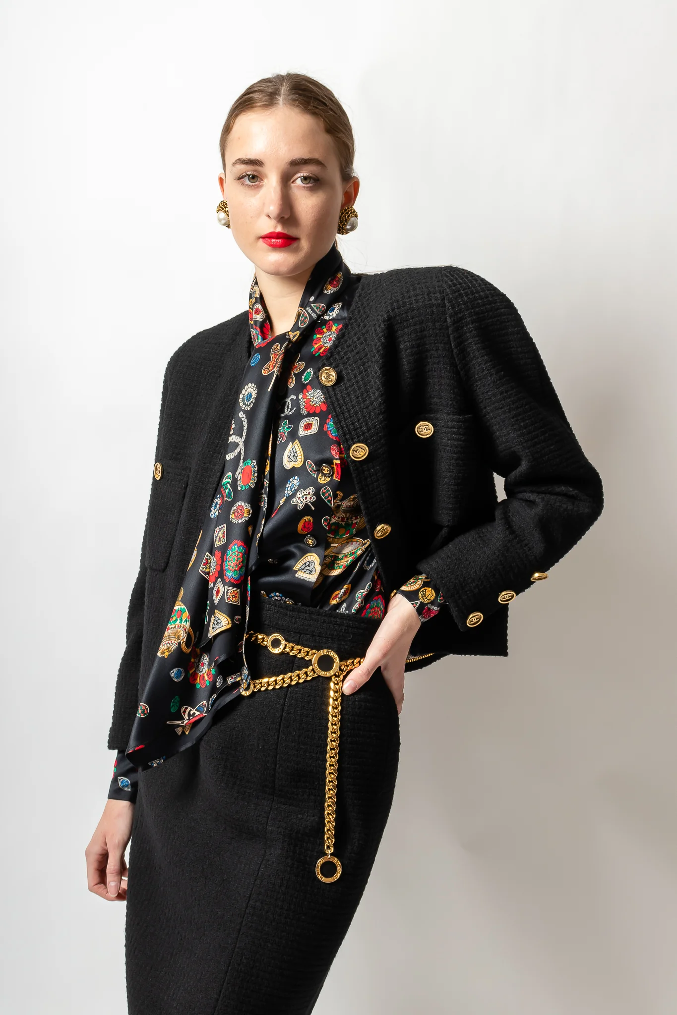 Monochrome Tweed Boxy Jacket & Skirt Set - Image 6