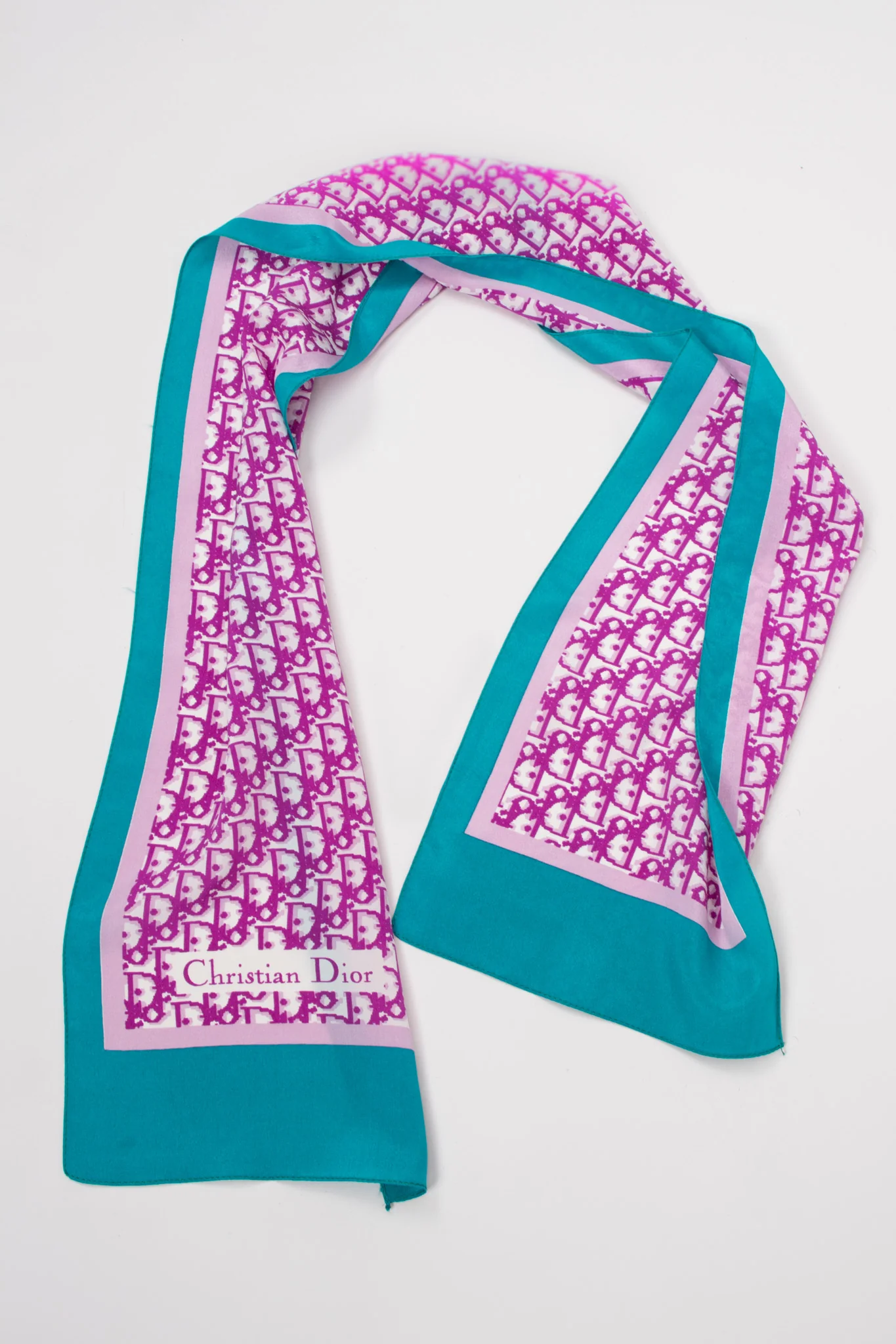 Monogram Print Purple Skinny Scarf - Image 11
