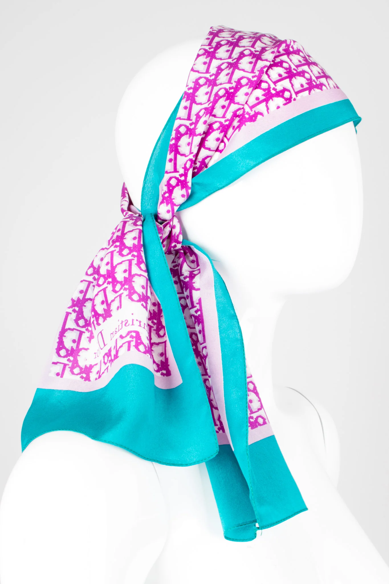 Monogram Print Purple Skinny Scarf - Image 3