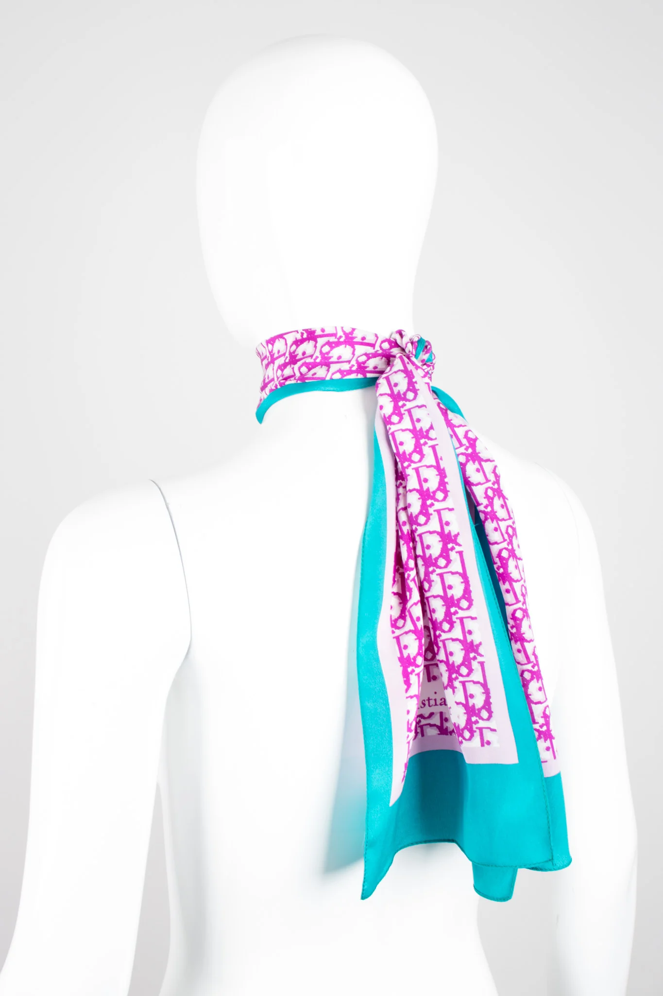 Monogram Print Purple Skinny Scarf - Image 5