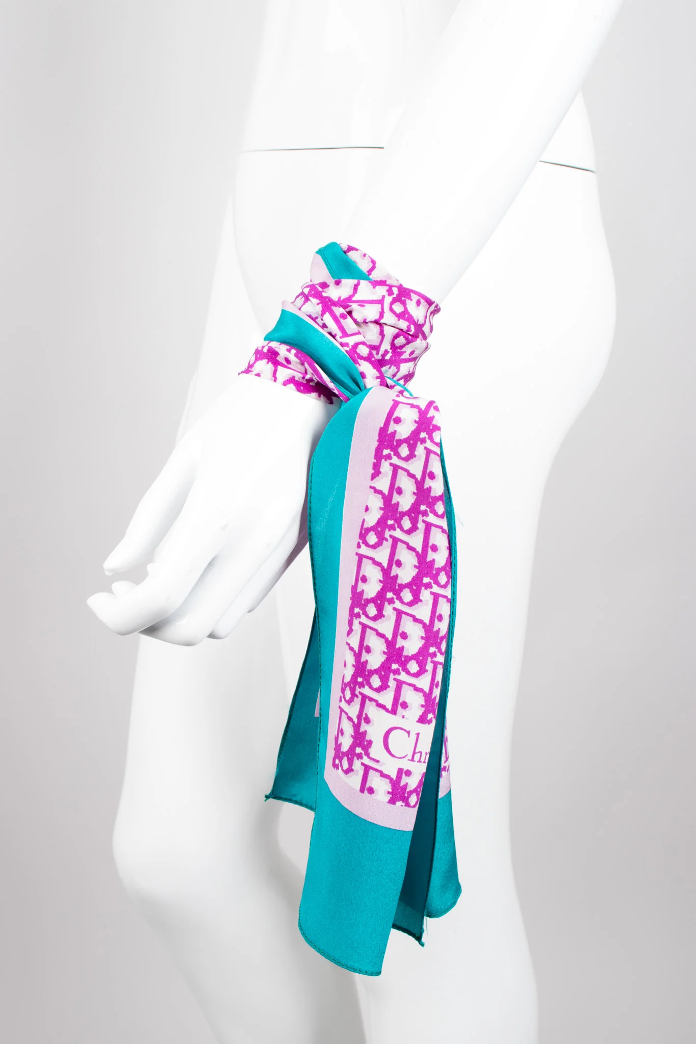 Monogram Print Purple Skinny Scarf - Image 6