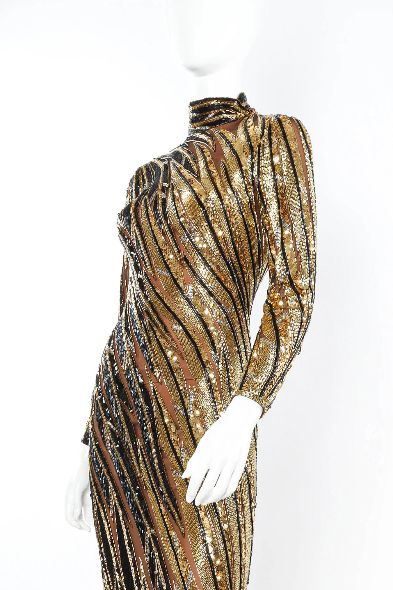 1980s Moody Glam Beaded & Sequin Dress - Image 2
