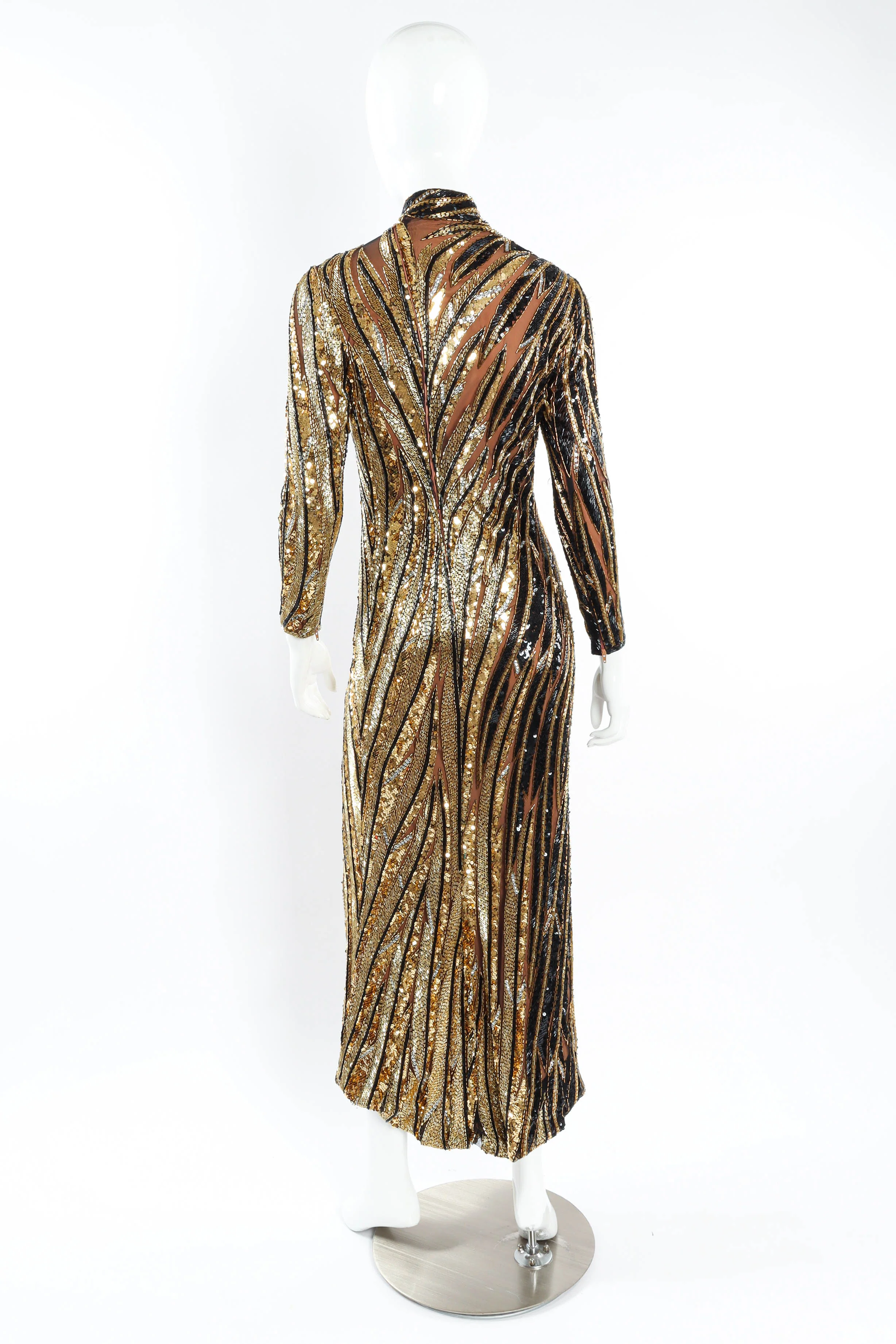 1980s Moody Glam Beaded & Sequin Dress - Image 5