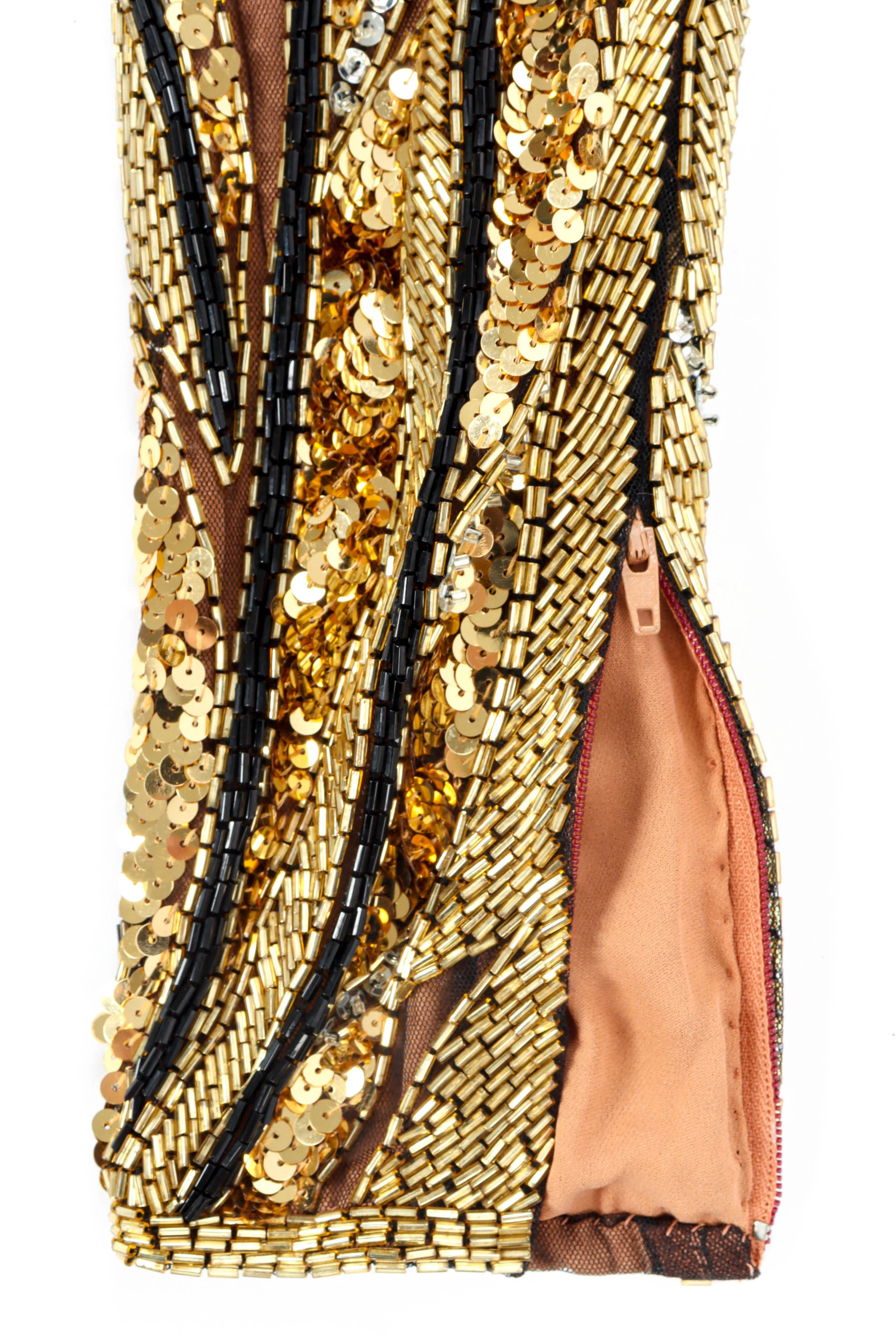 1980s Moody Glam Beaded & Sequin Dress - Image 7