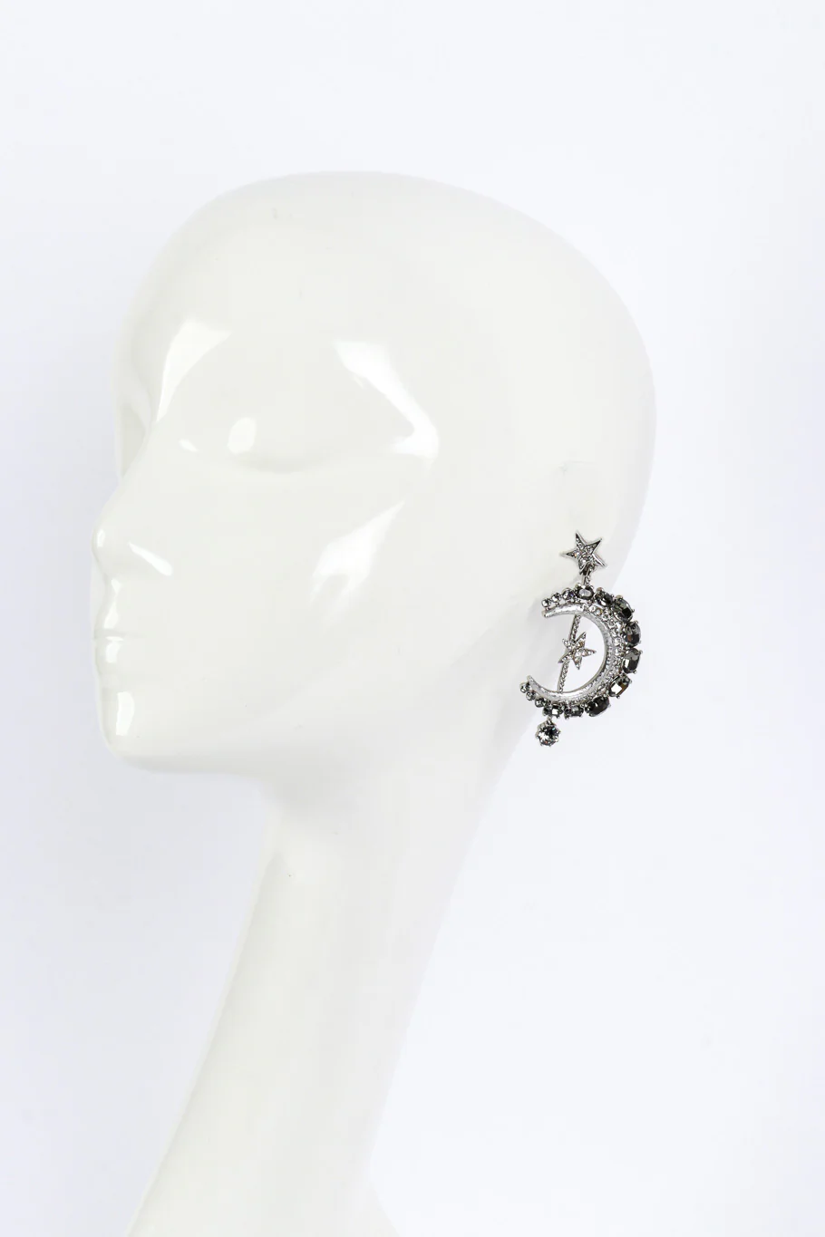Moon & Star Rhinestone Earrings - Image 2