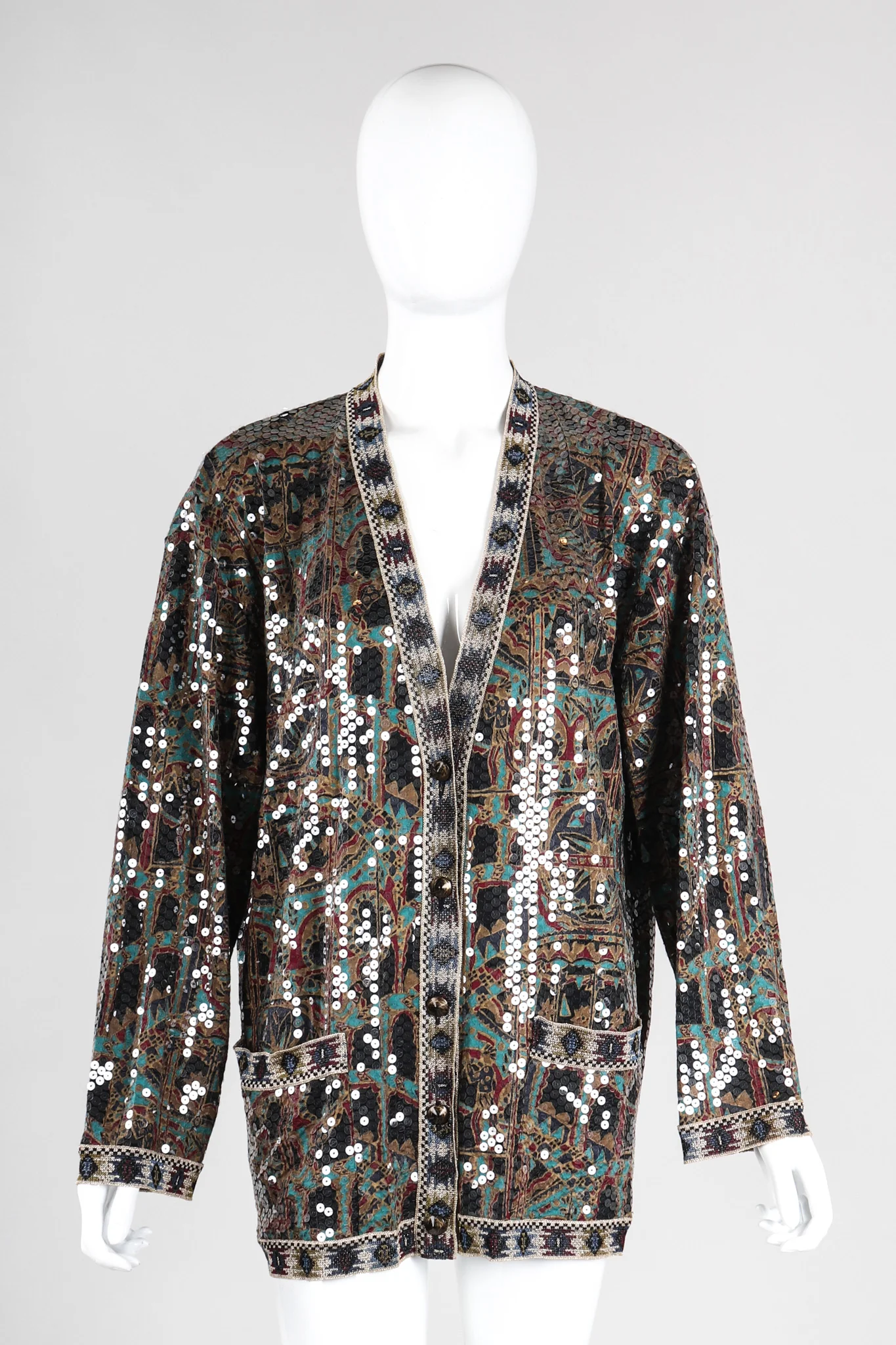 Moroccan Print Sequin Silk Leisure Set - Image 10
