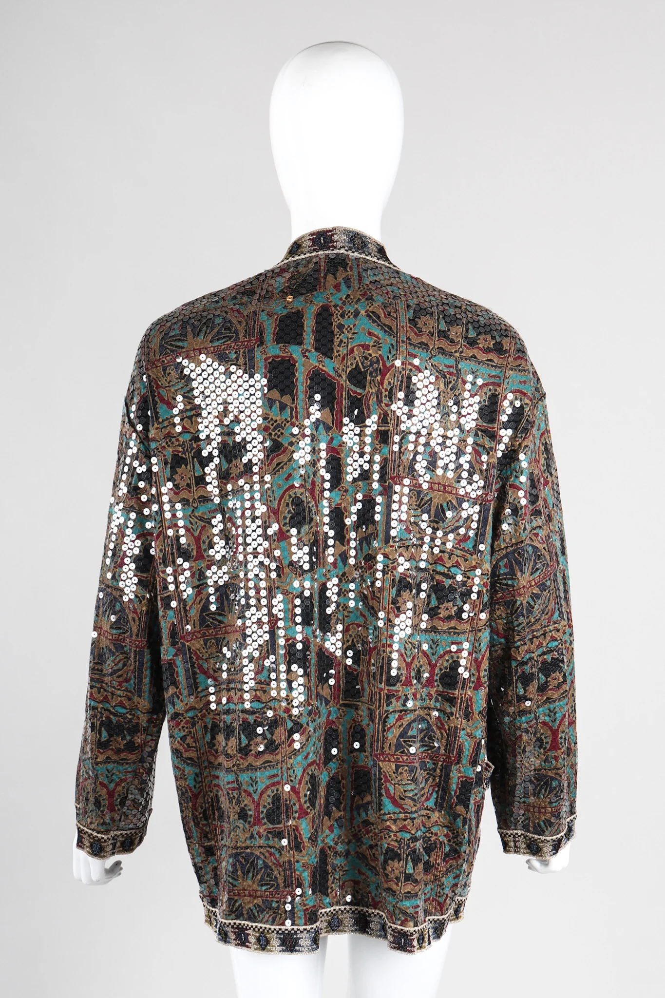Moroccan Print Sequin Silk Leisure Set - Image 11