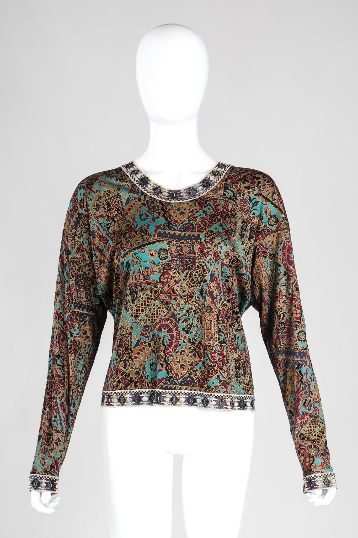 Moroccan Print Sequin Silk Leisure Set - Image 12
