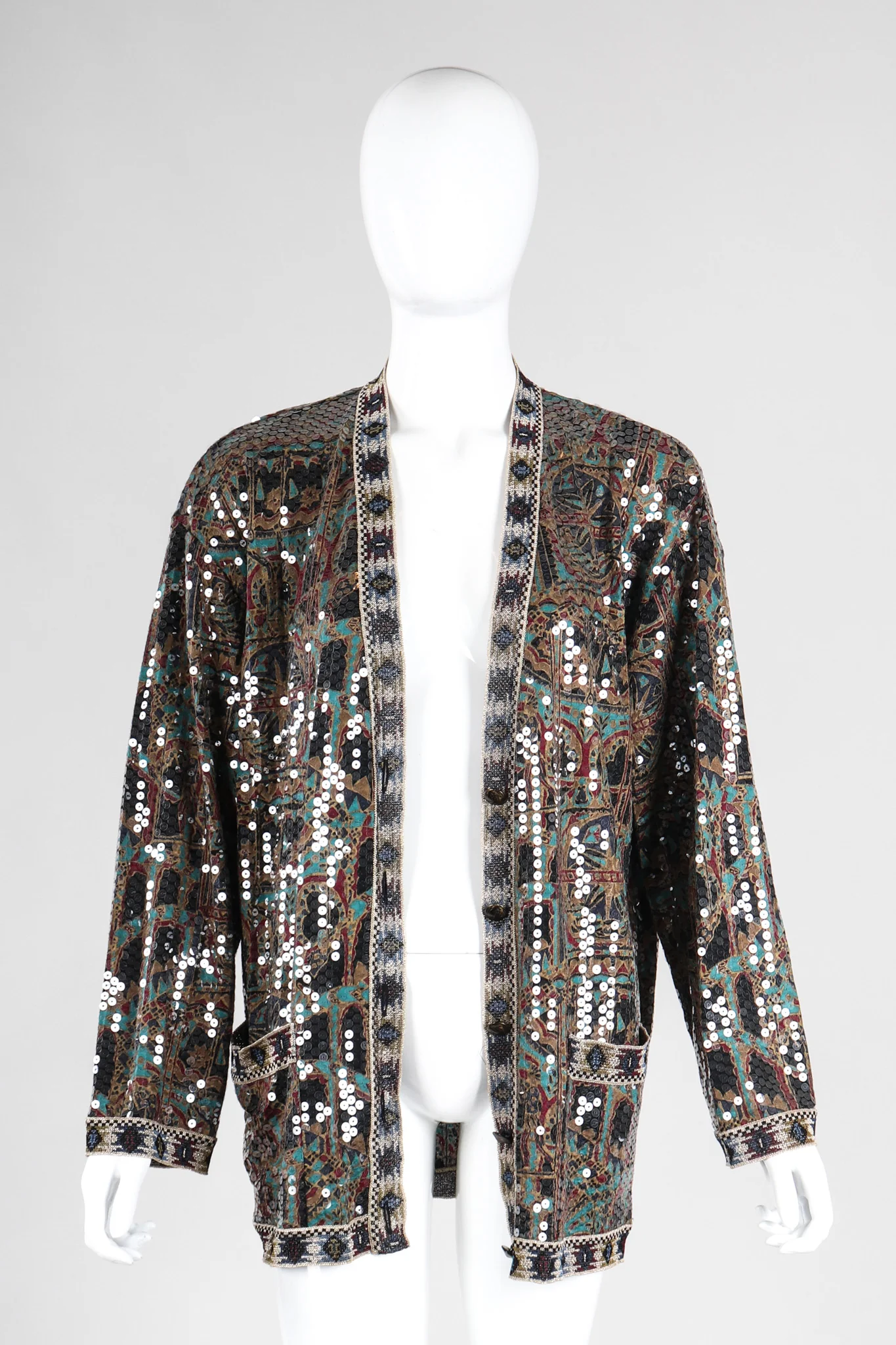 Moroccan Print Sequin Silk Leisure Set - Image 9