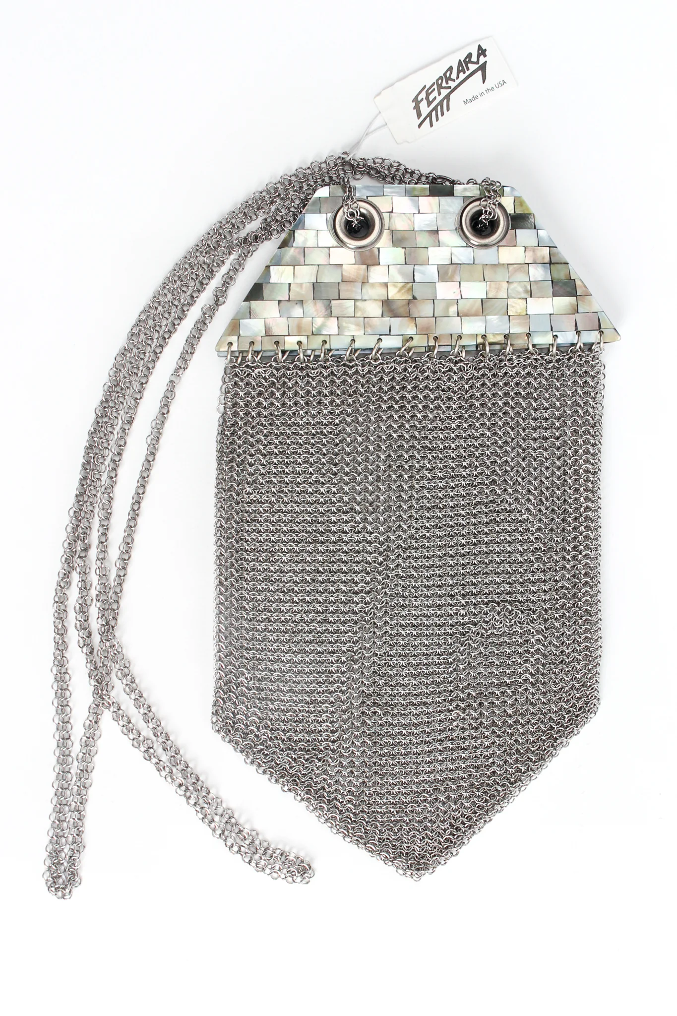 Mother-of-Pearl Pewter Mesh Bag - Image 4