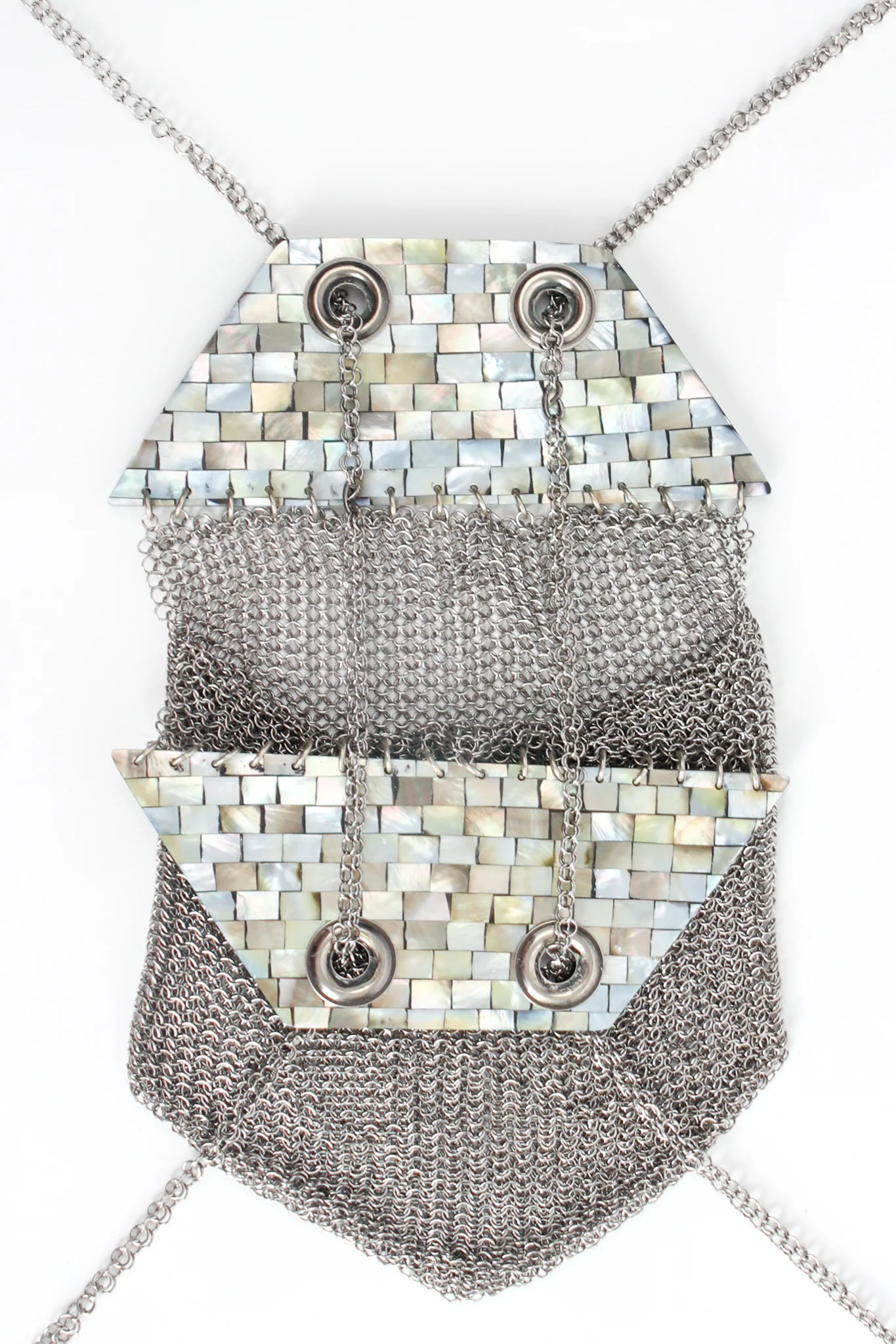 Mother-of-Pearl Pewter Mesh Bag - Image 5