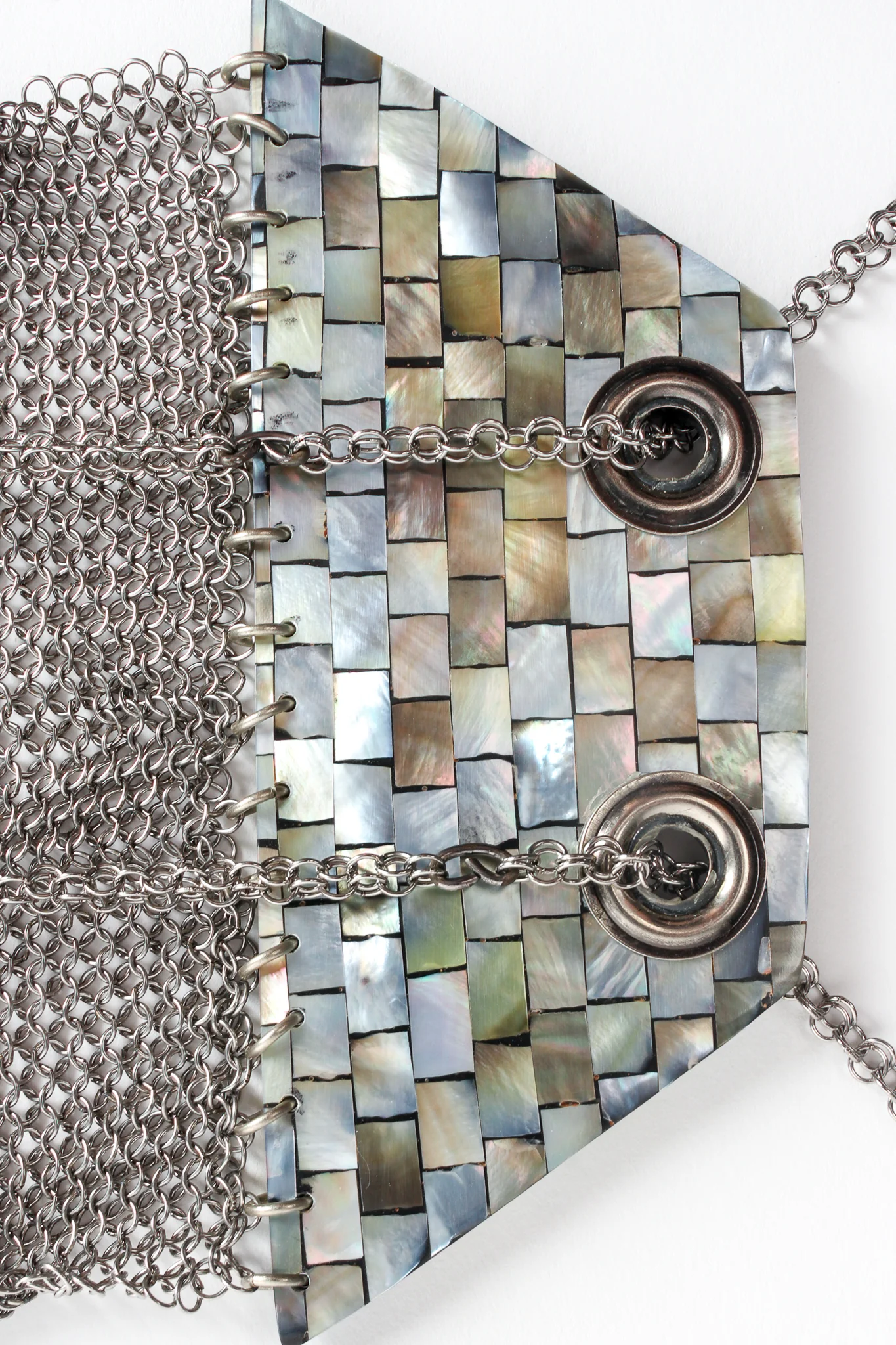 Mother-of-Pearl Pewter Mesh Bag - Image 6