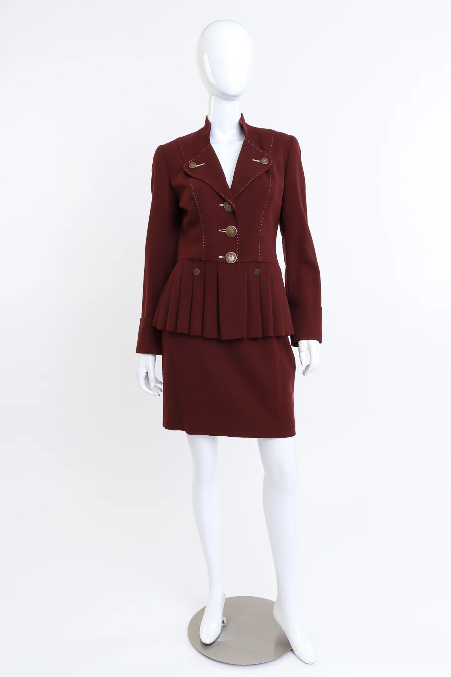 Mulberry Stitch & Pleats Wool Skirt Set