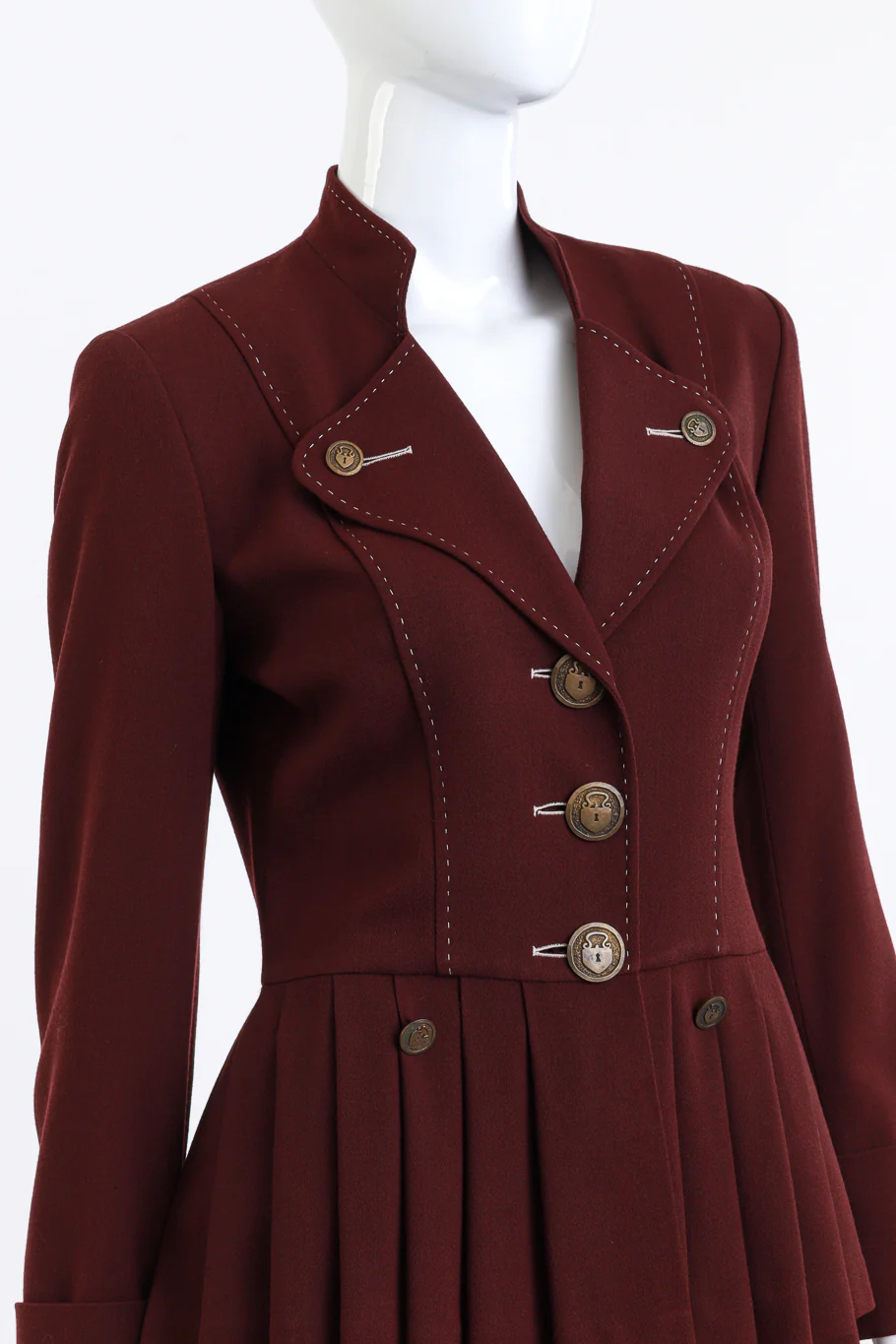 Mulberry Stitch & Pleats Wool Skirt Set - Image 4