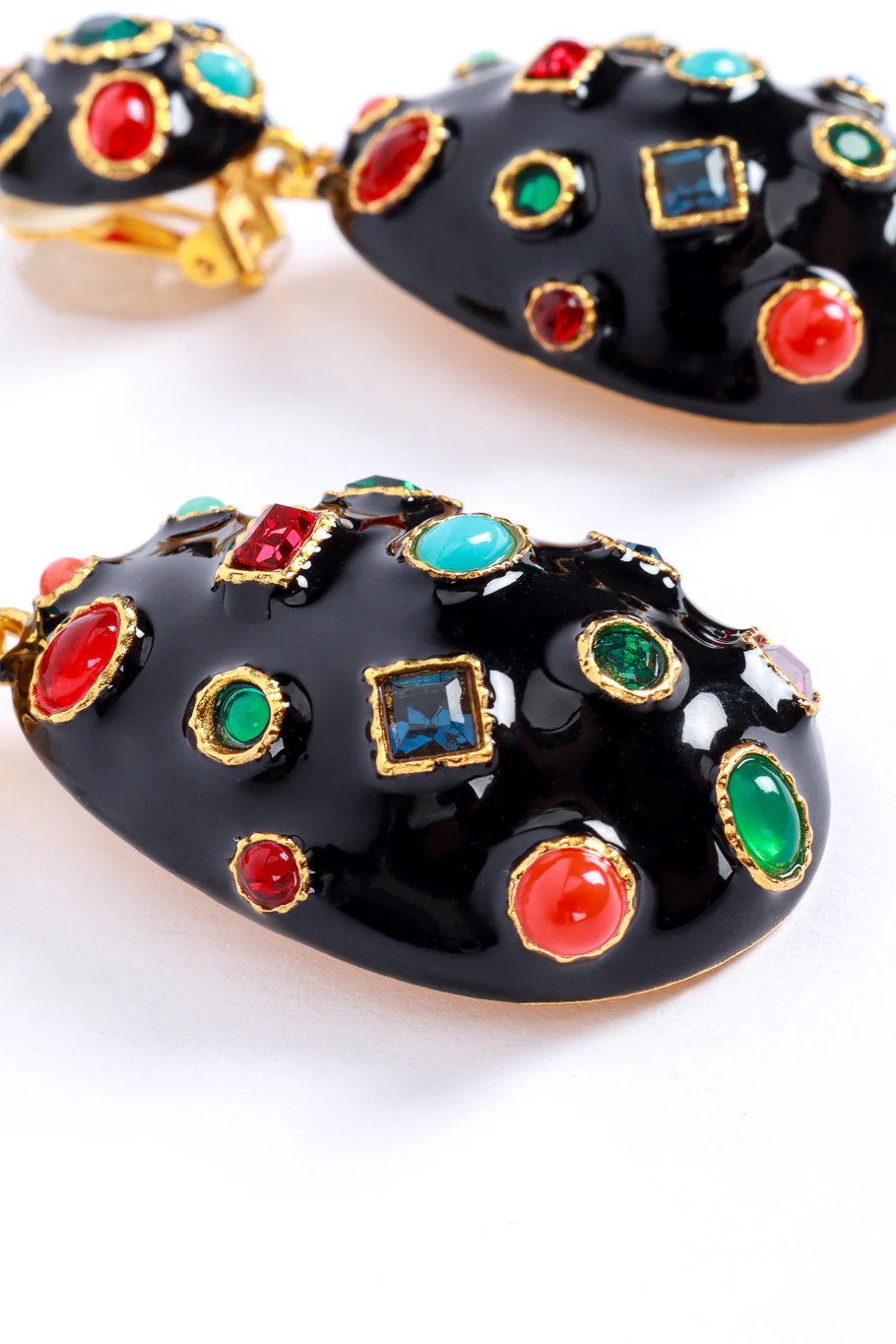 Multi Cabochon Egg Drop Earrings - Image 3