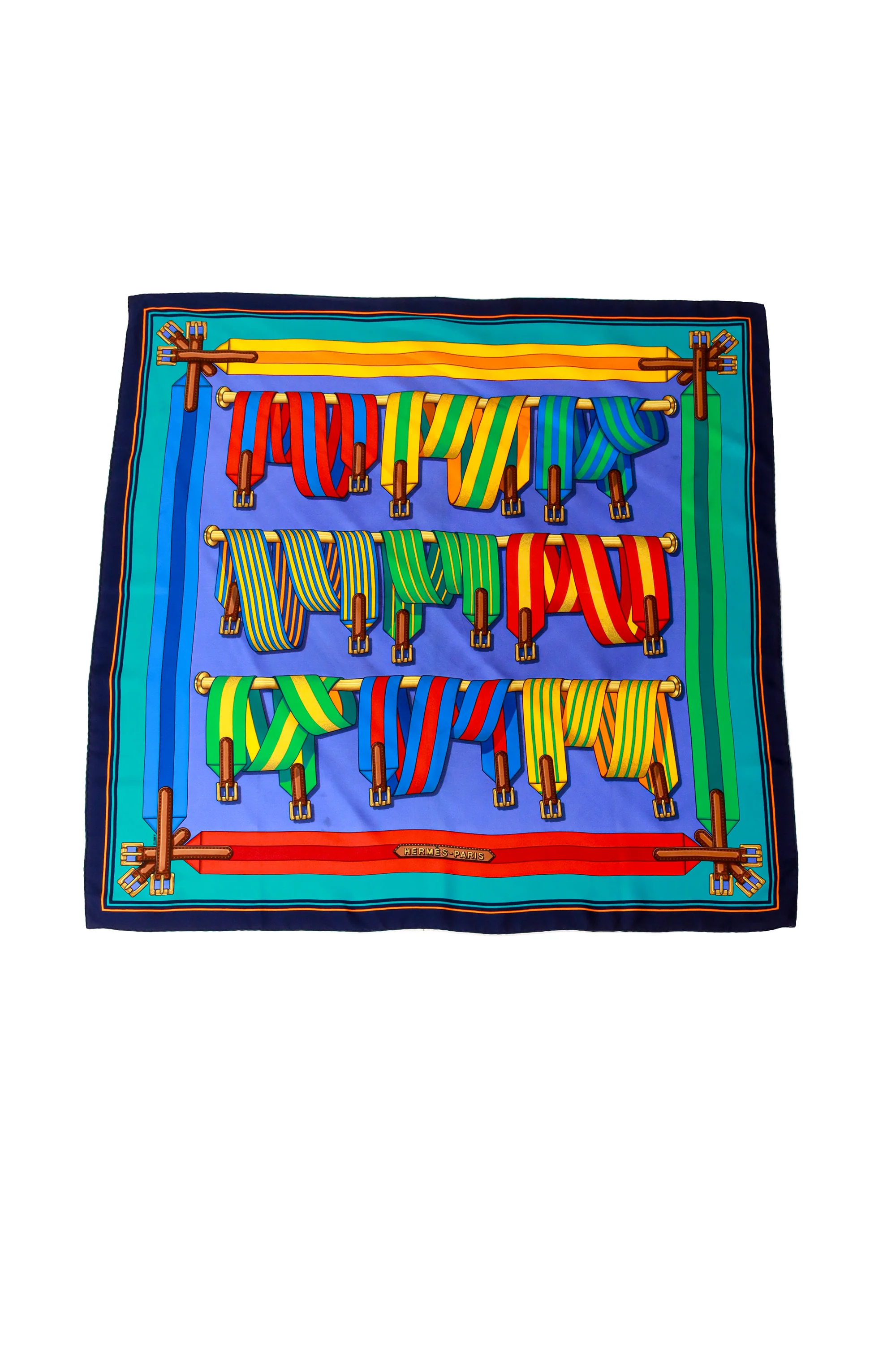 Multi-Color Belt Print Silk Scarf