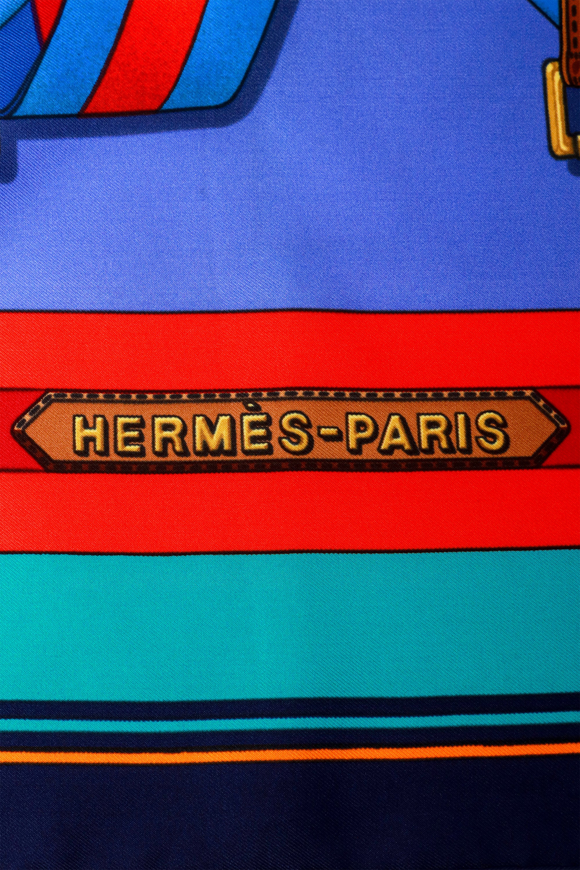 Multi-Color Belt Print Silk Scarf - Image 3
