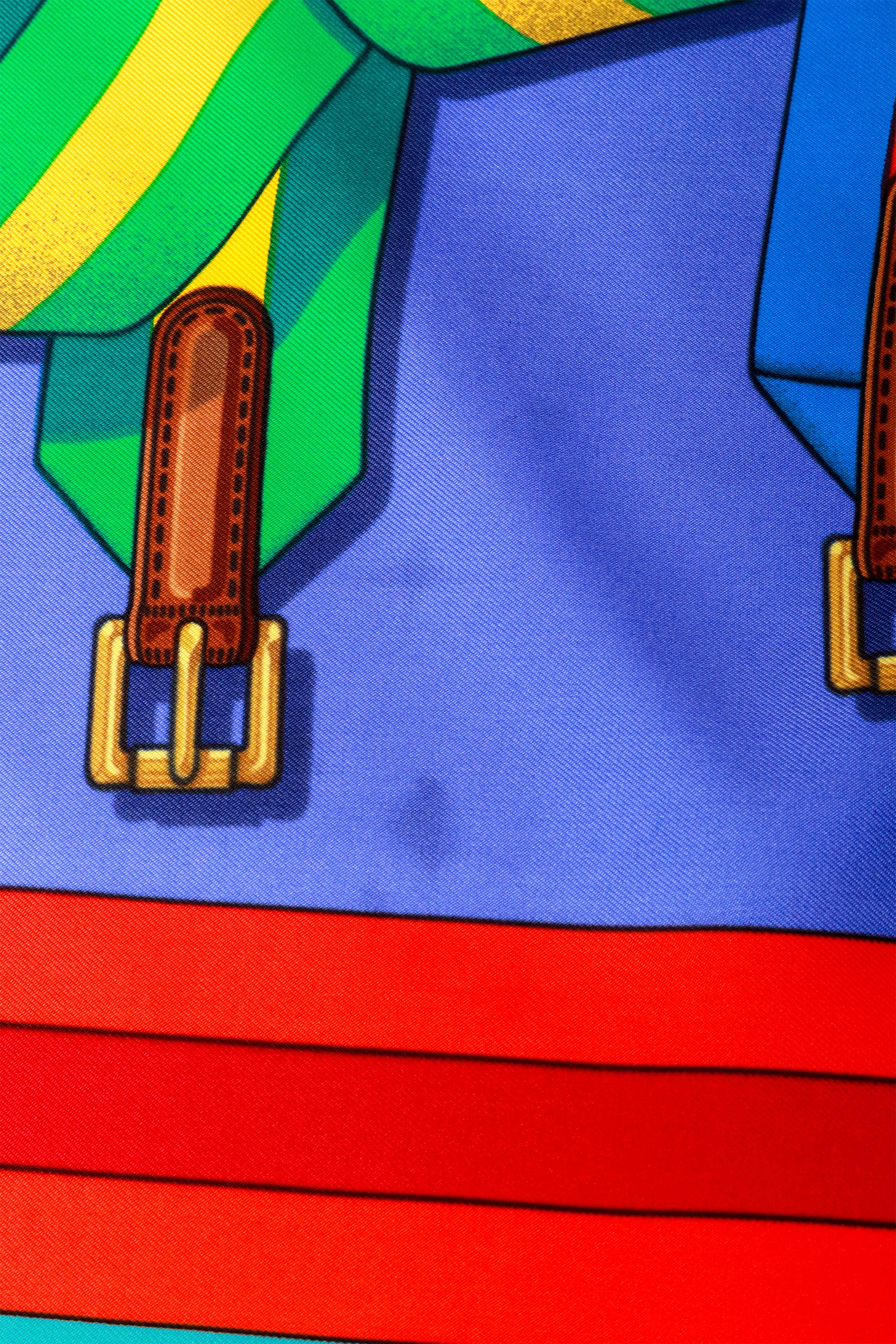 Multi-Color Belt Print Silk Scarf - Image 5