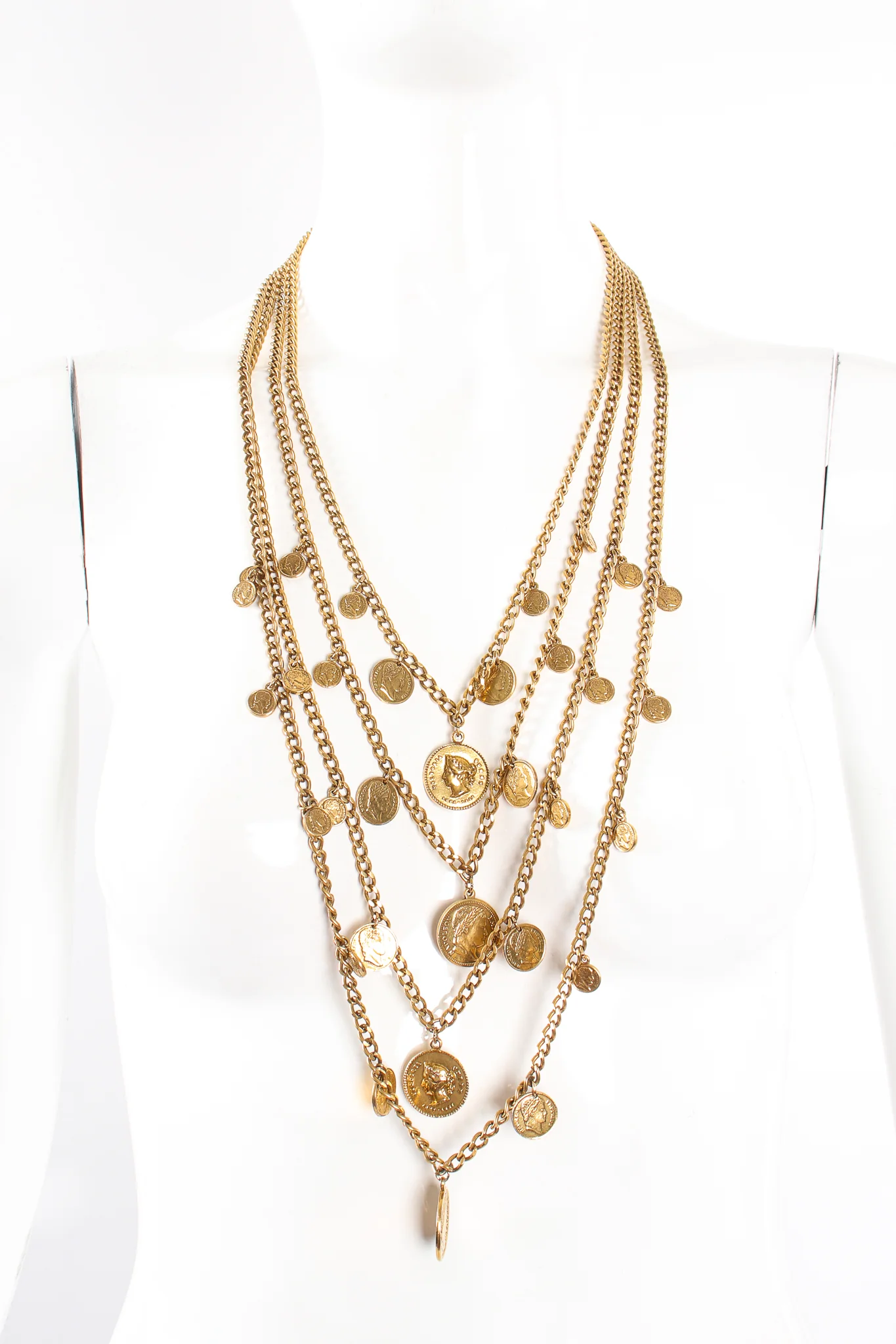 Multi-Strand Layered Coin Necklace - Image 3