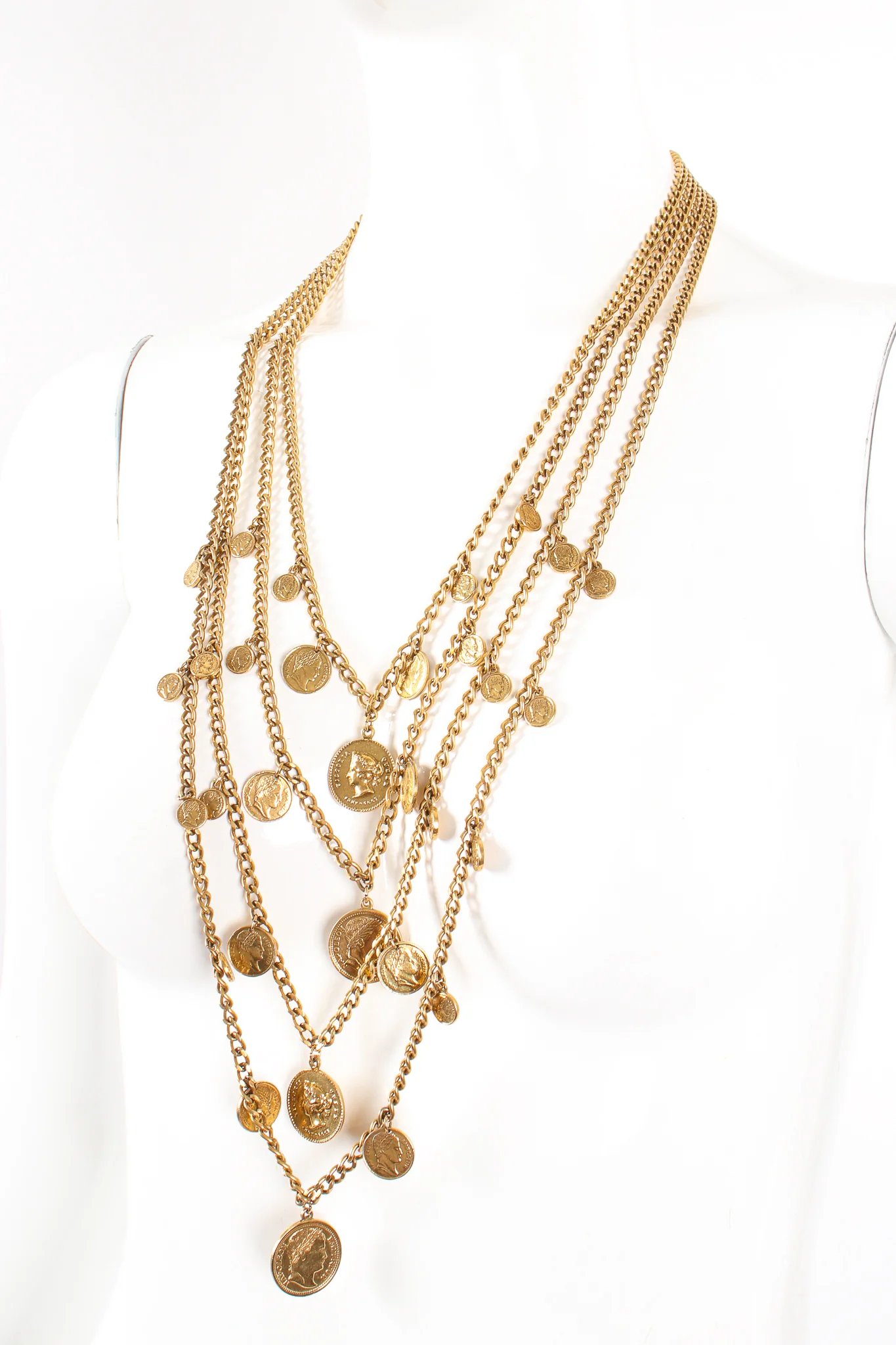 Multi-Strand Layered Coin Necklace - Image 4