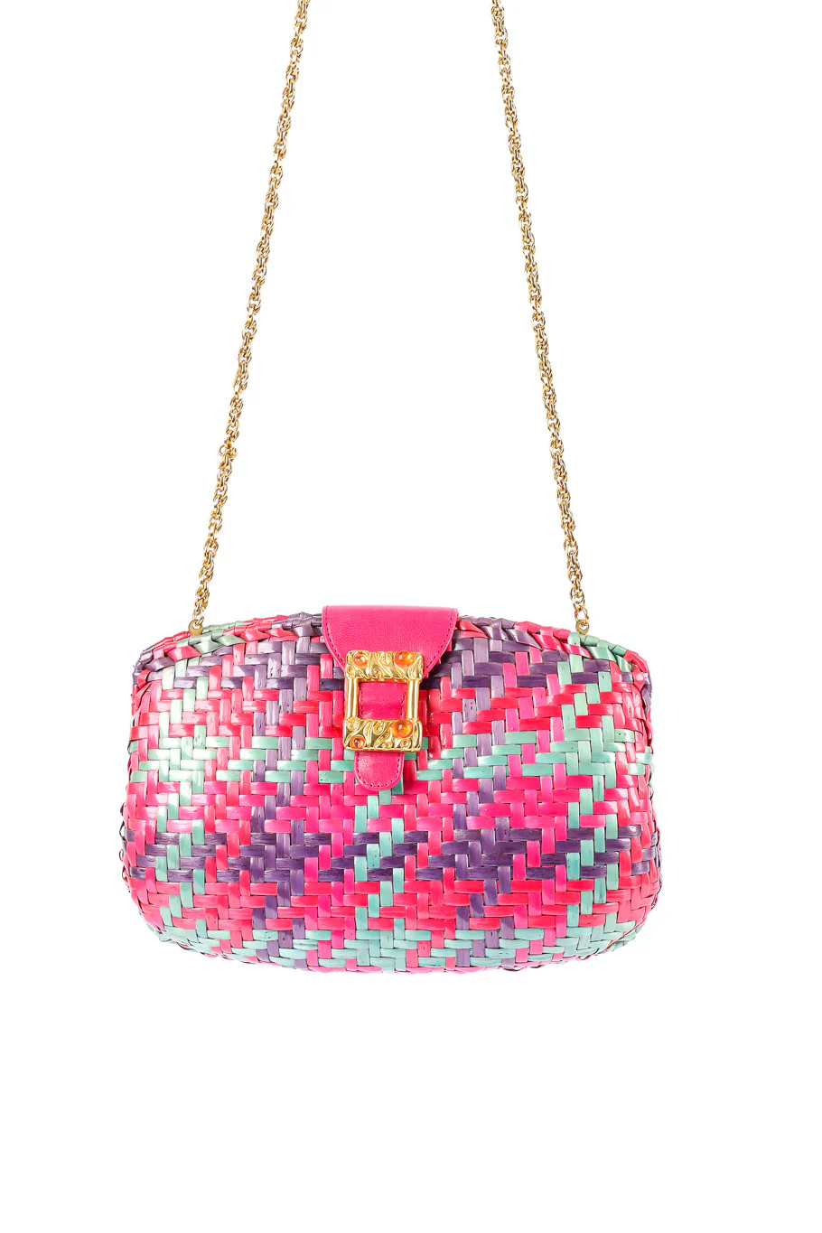 Multicolor Wicker Shoulder Clutch - Image 3