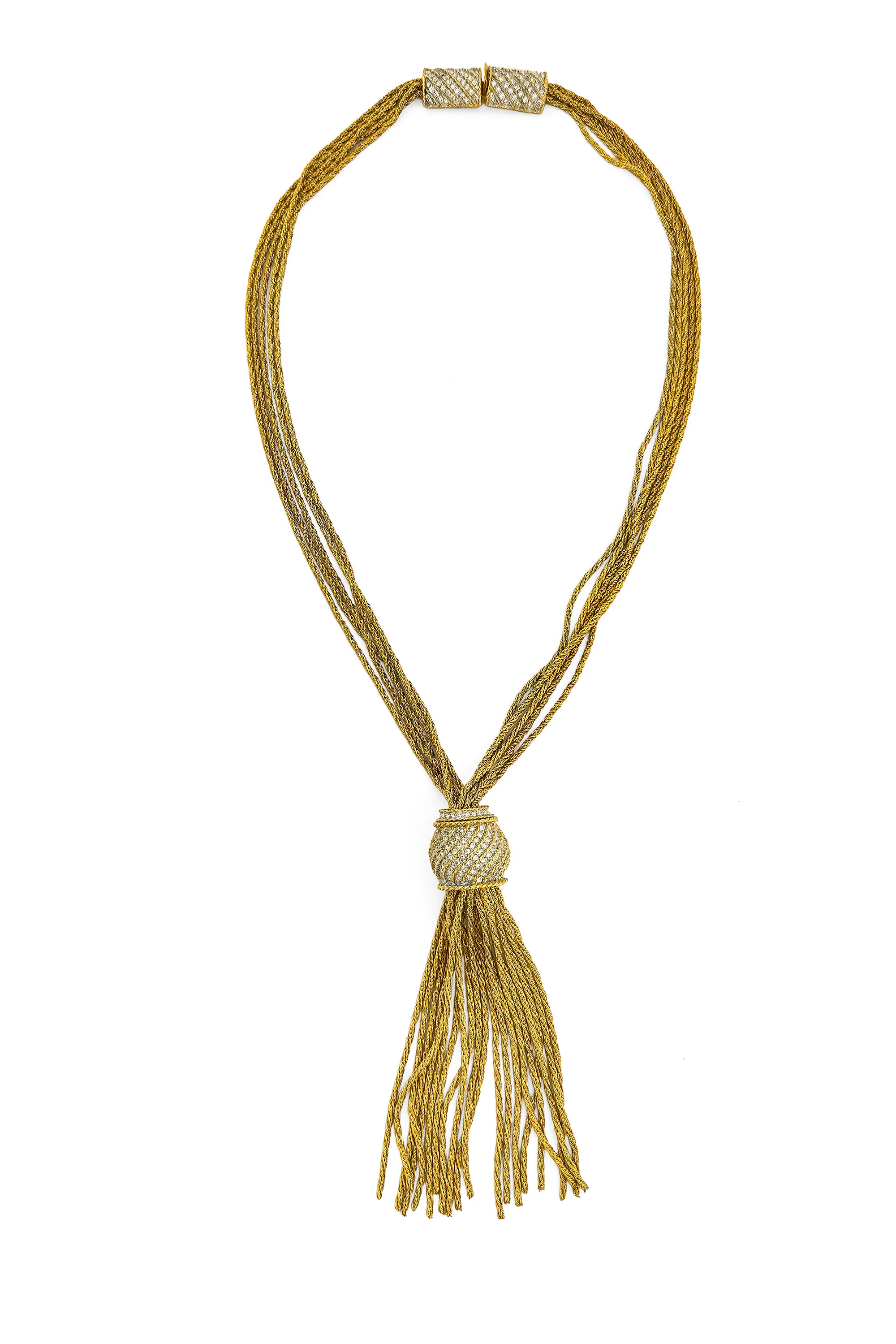 Multistrand Rhinestone Tassel Necklace