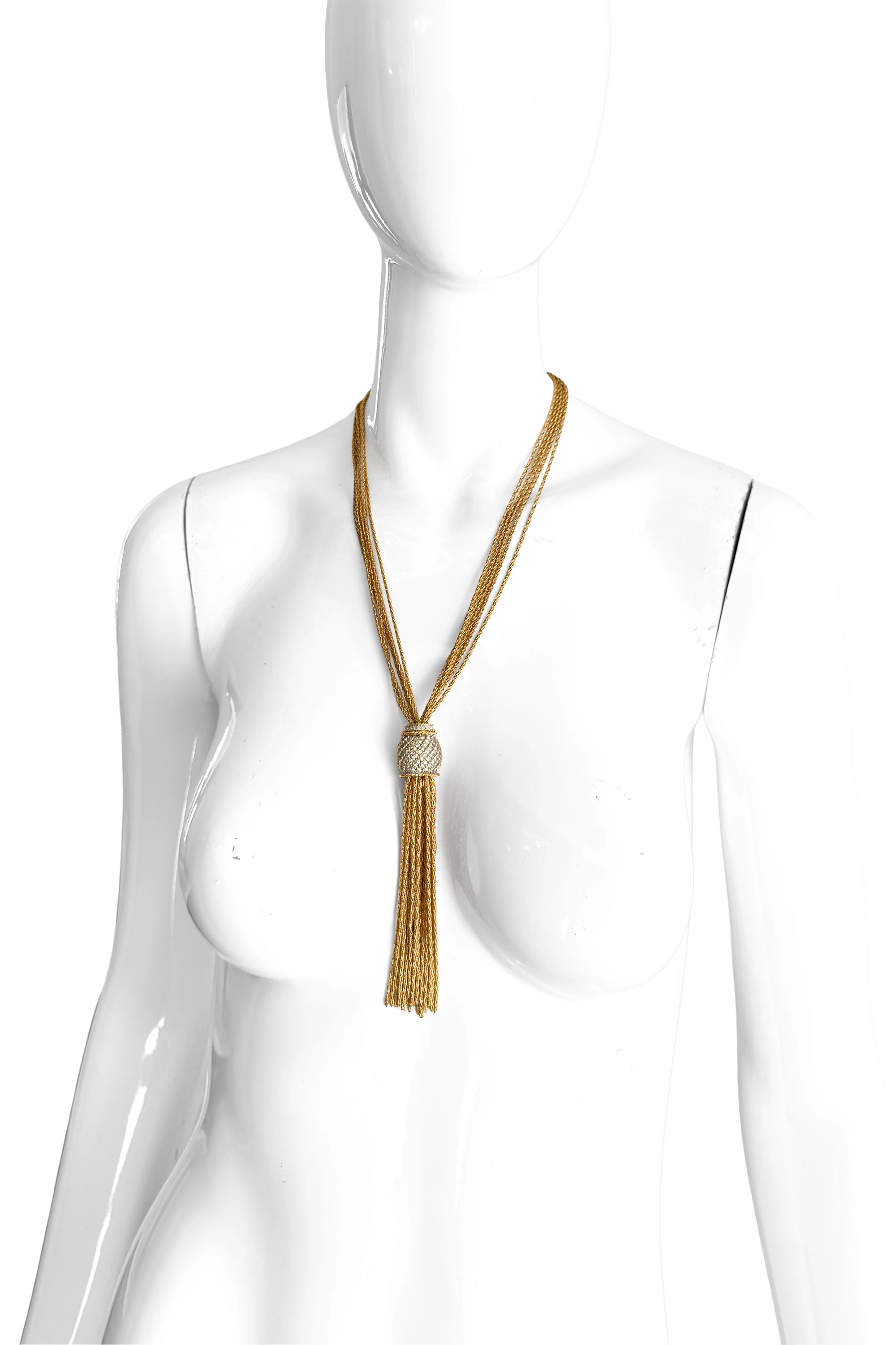Multistrand Rhinestone Tassel Necklace - Image 2