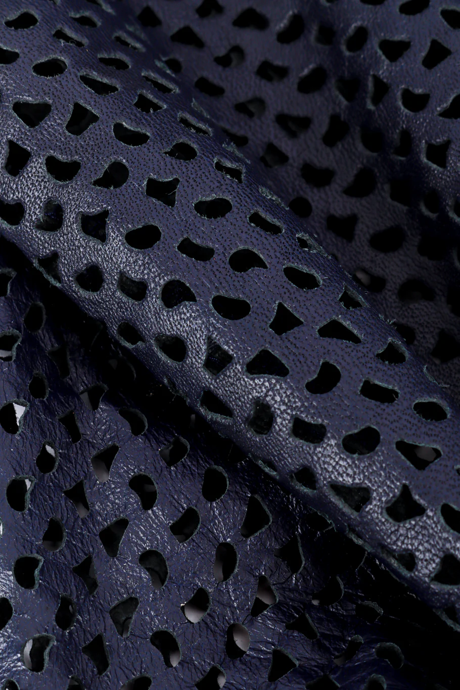 Navy Perforated Leather Jacket - Image 5