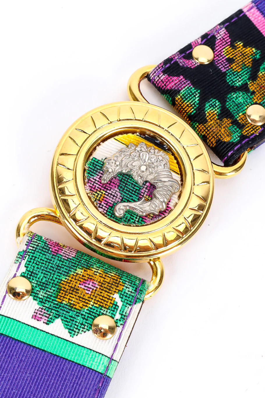 Floral Needlepoint Medallion Belt - Image 6