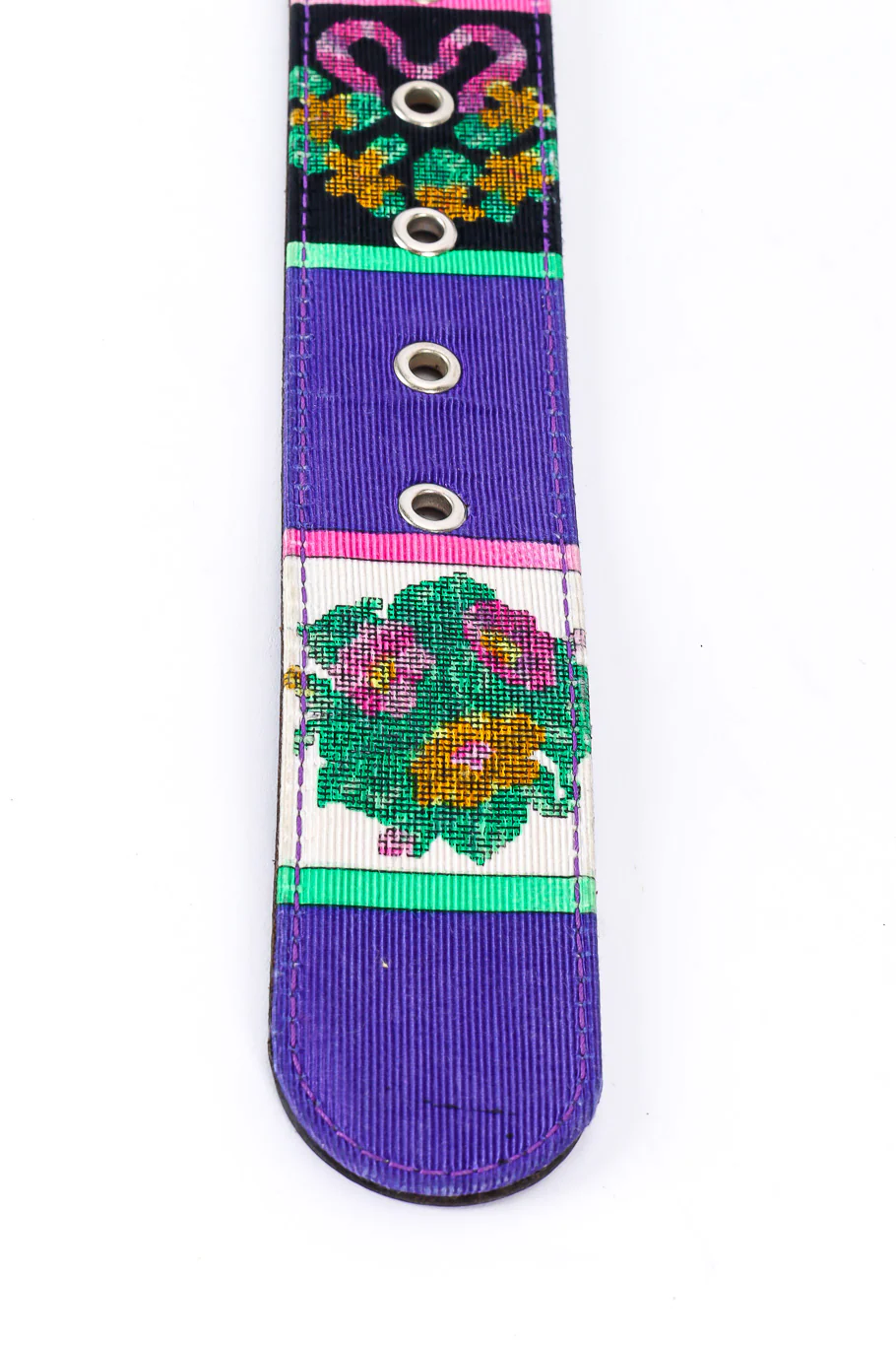 Floral Needlepoint Medallion Belt - Image 8