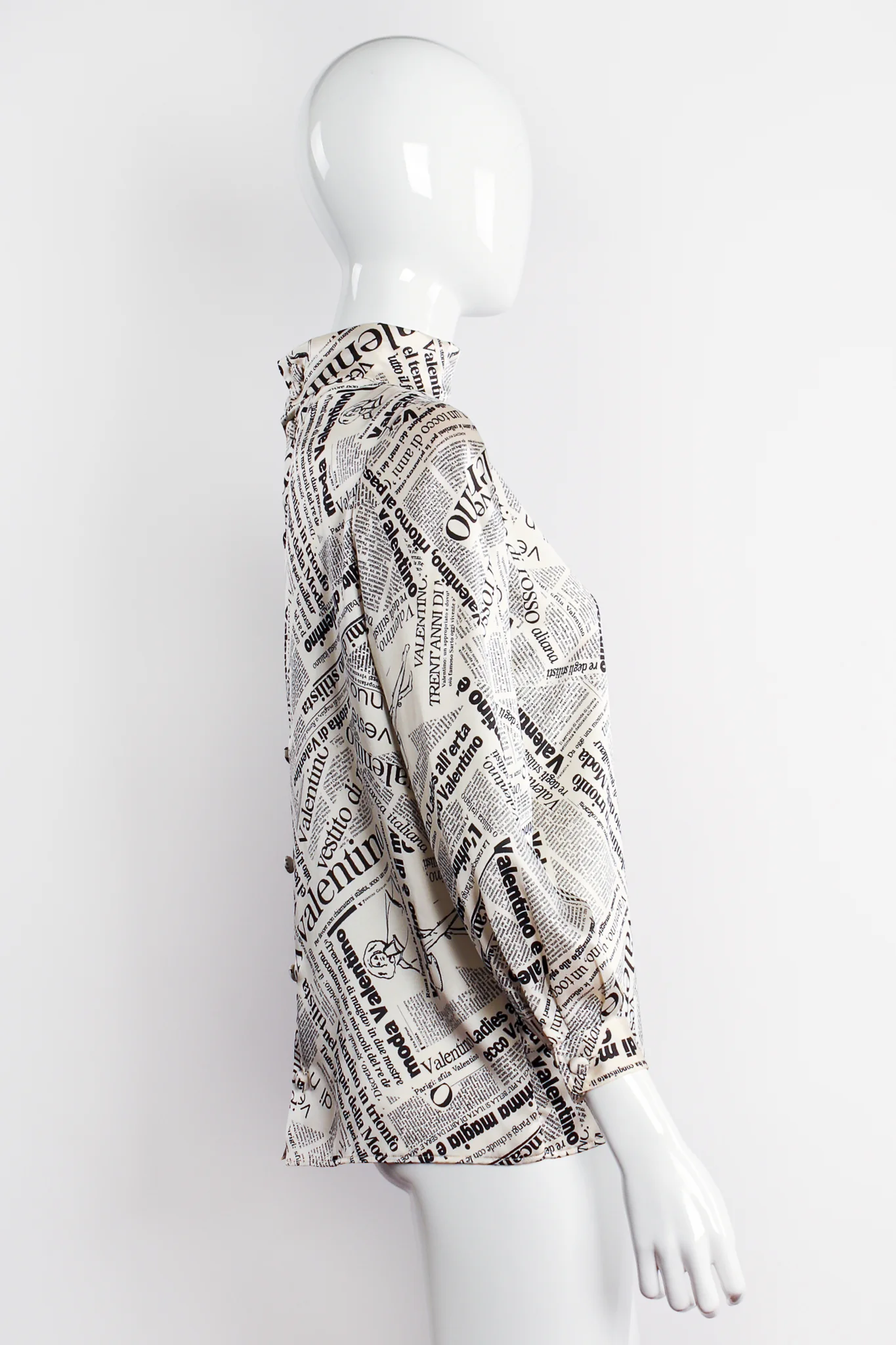 Newspaper Print Silk Blouse - Image 4