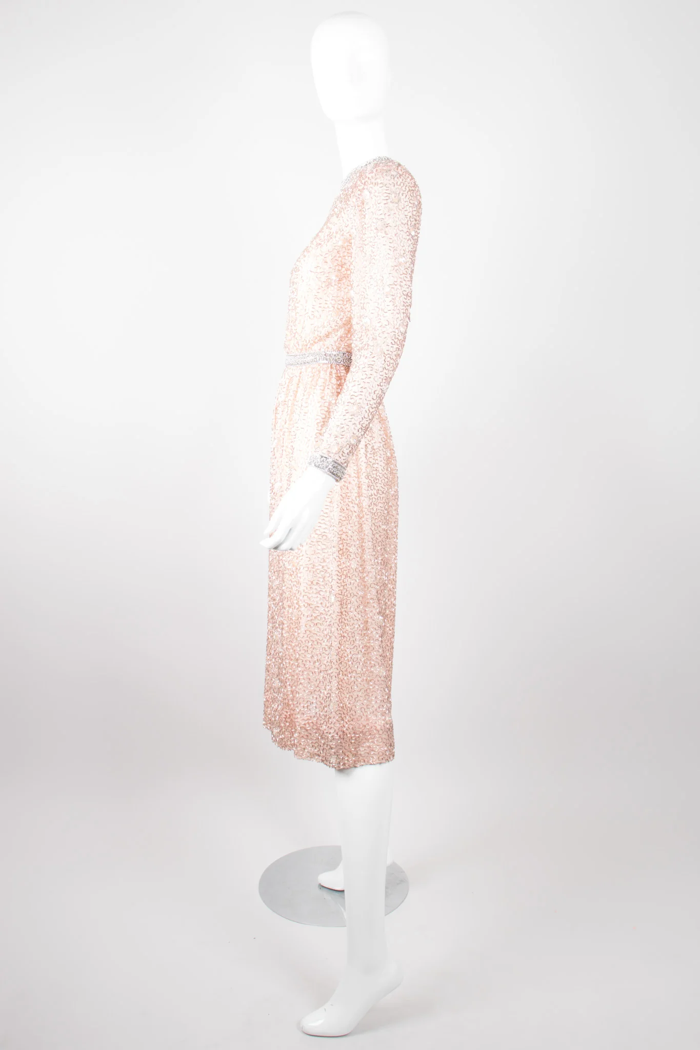 Nude Bugle Bead Dress - Image 3