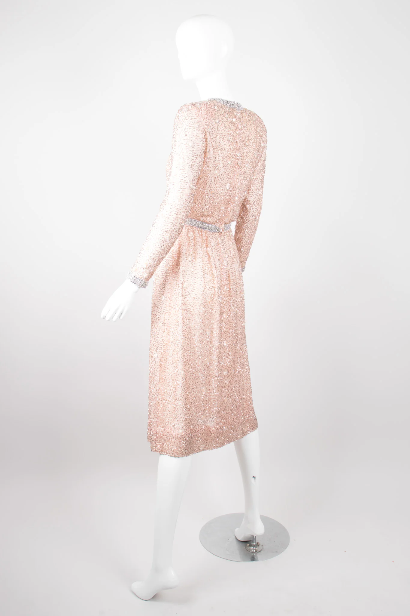 Nude Bugle Bead Dress - Image 4