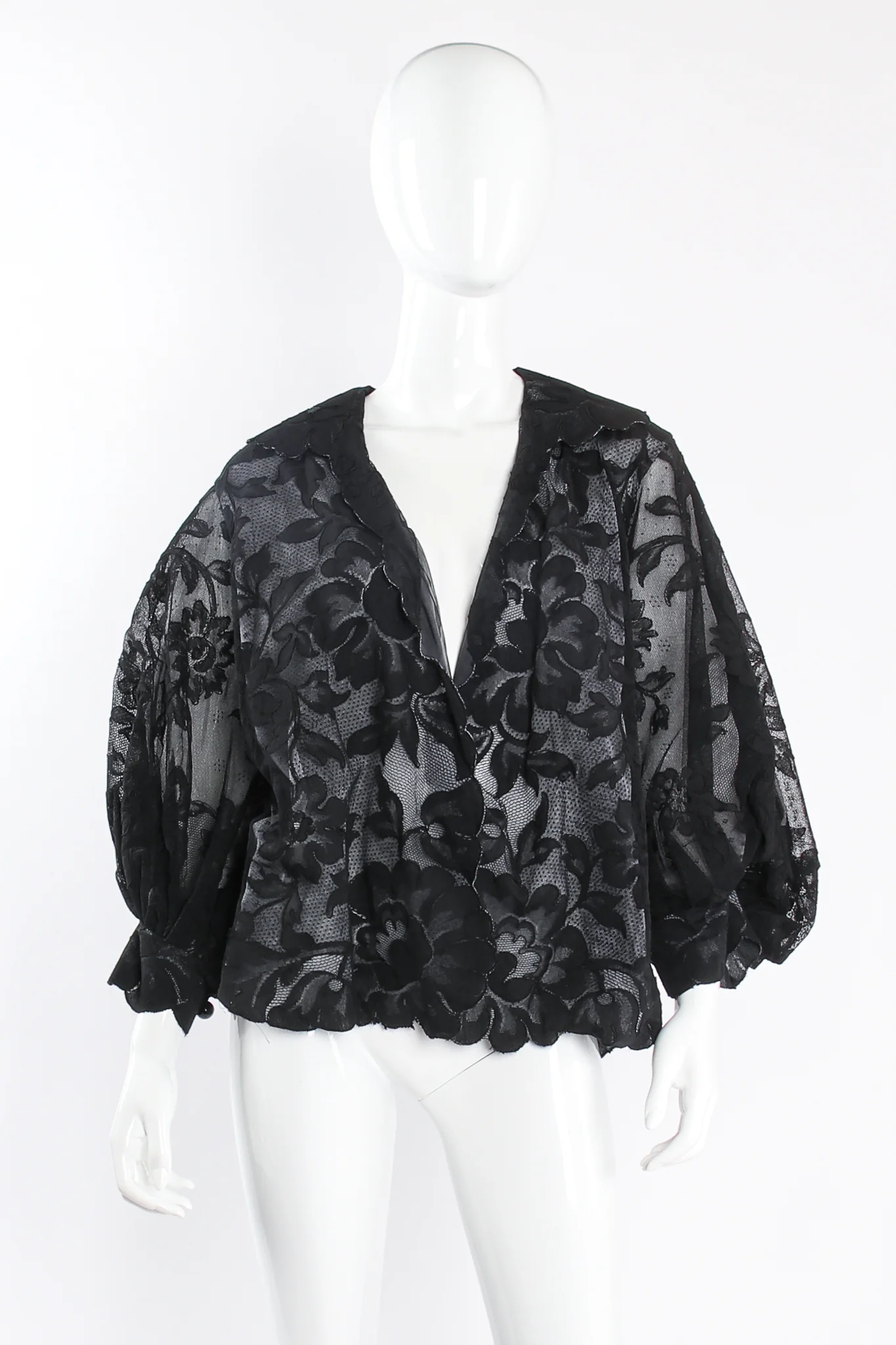 Numbered Lace Balloon Sleeve Blouse Jacket