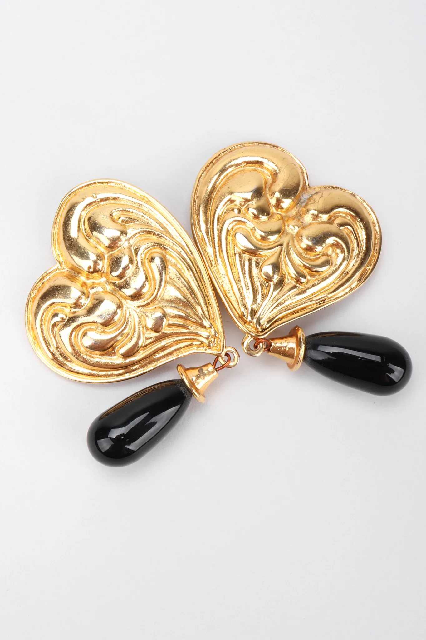 Obsidian Drop Heart Earrings - Image 6