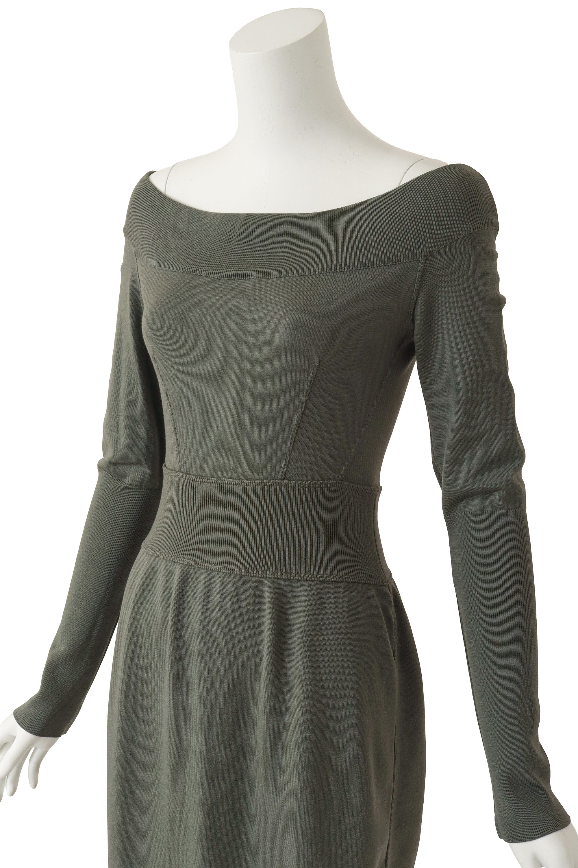 1990 F/W Off-Shoulder Knit Bodycon Dress - Image 3