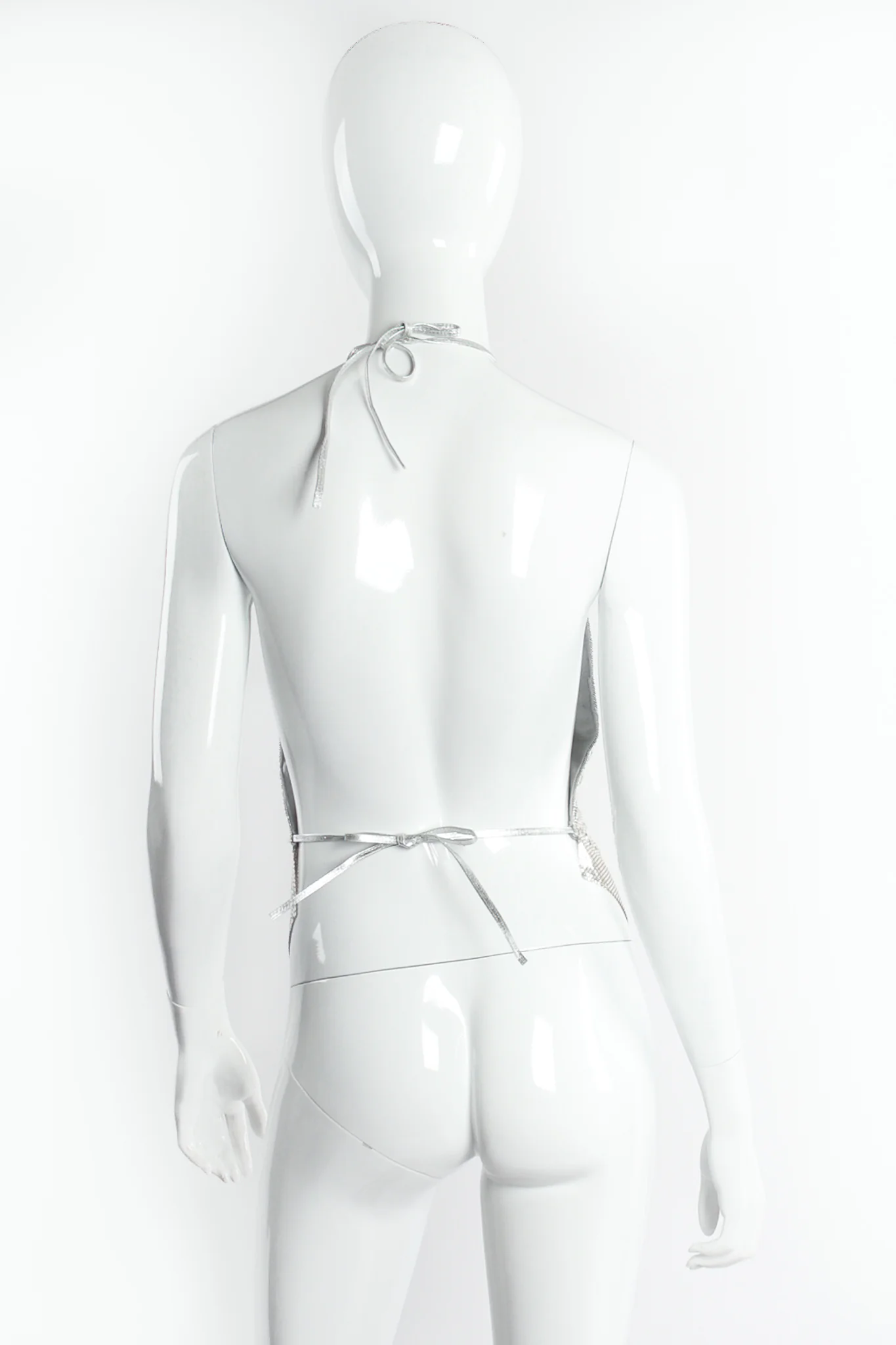 Old Hollywood Gathered Silver Metal Mesh Halter - Image 4