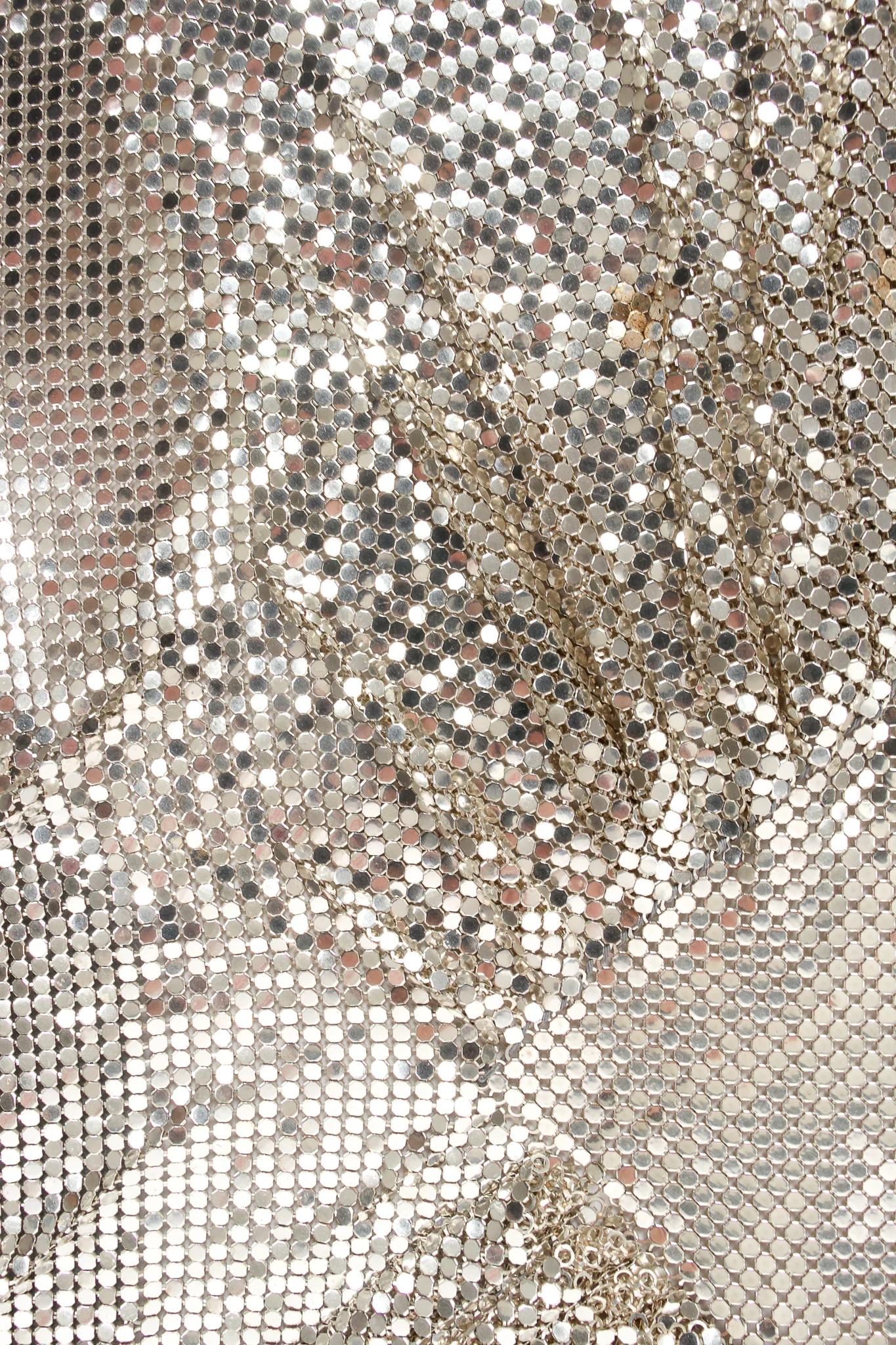 Old Hollywood Gathered Silver Metal Mesh Halter - Image 7