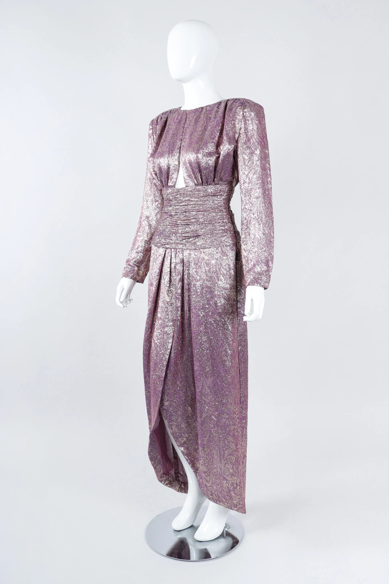Old Hollywood Golden Brocade Dress - Image 2