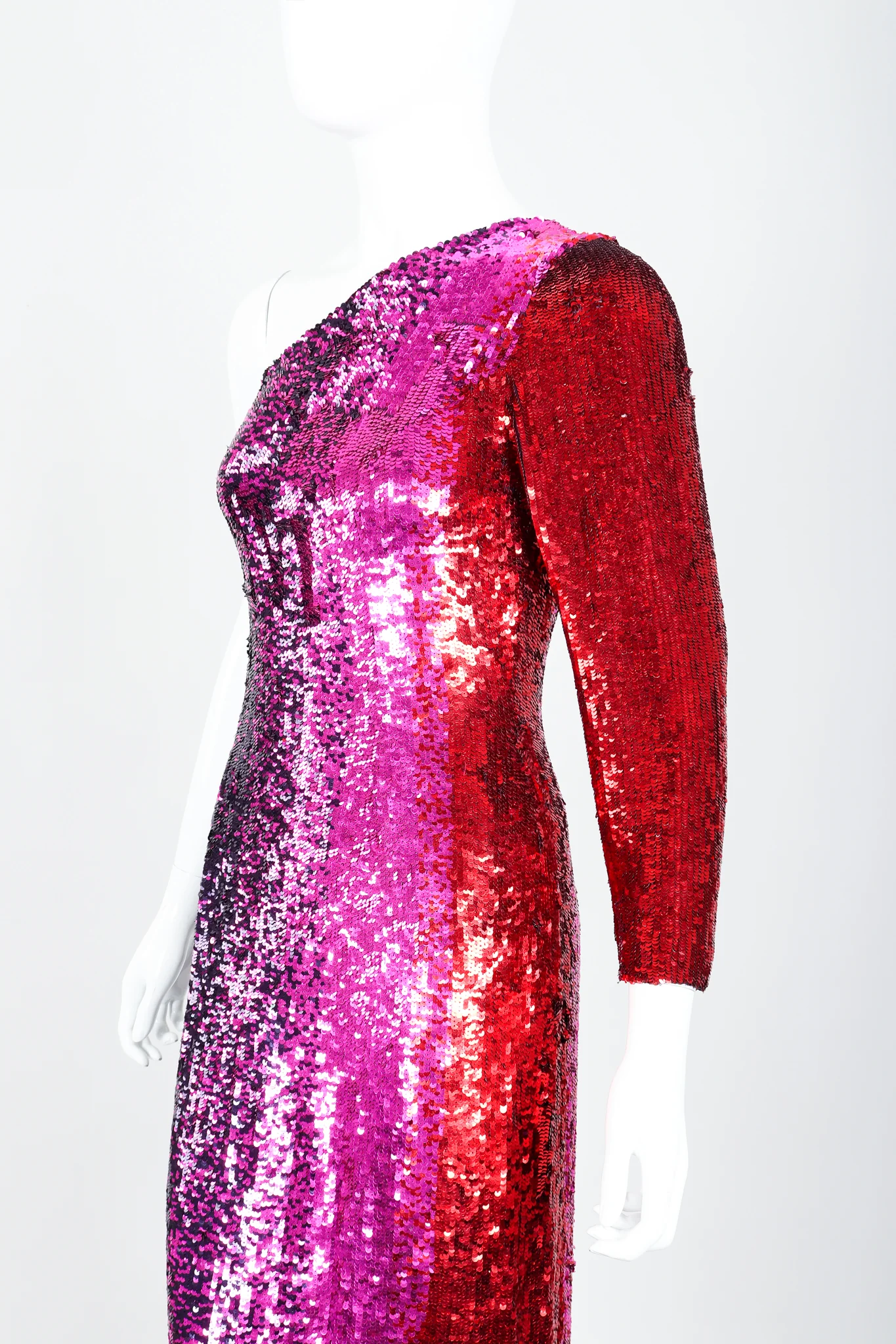 Ombré Sequin One-Shoulder Gown