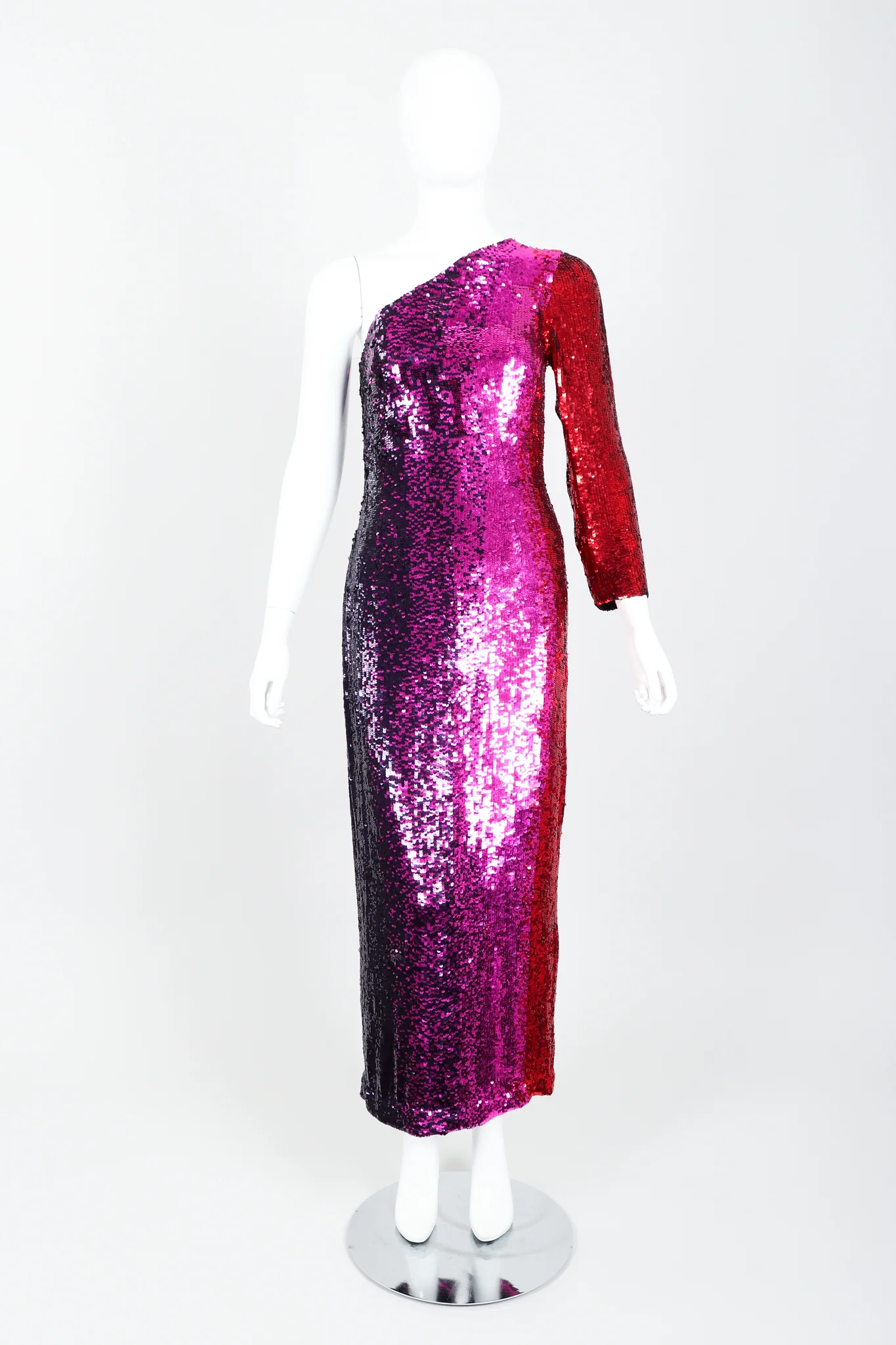 Ombré Sequin One-Shoulder Gown - Image 3