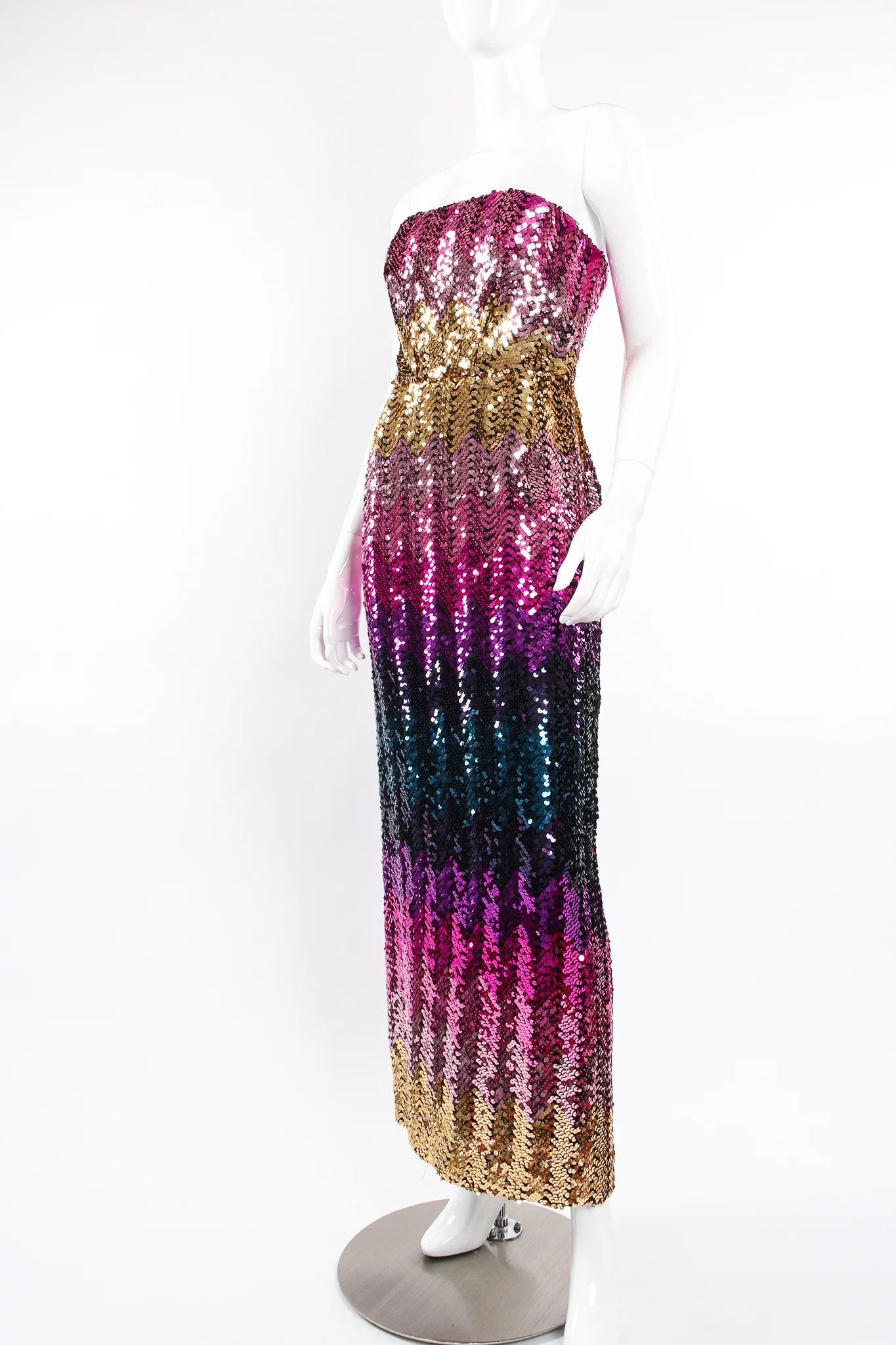 Ombré Sequin Strapless Sheath
