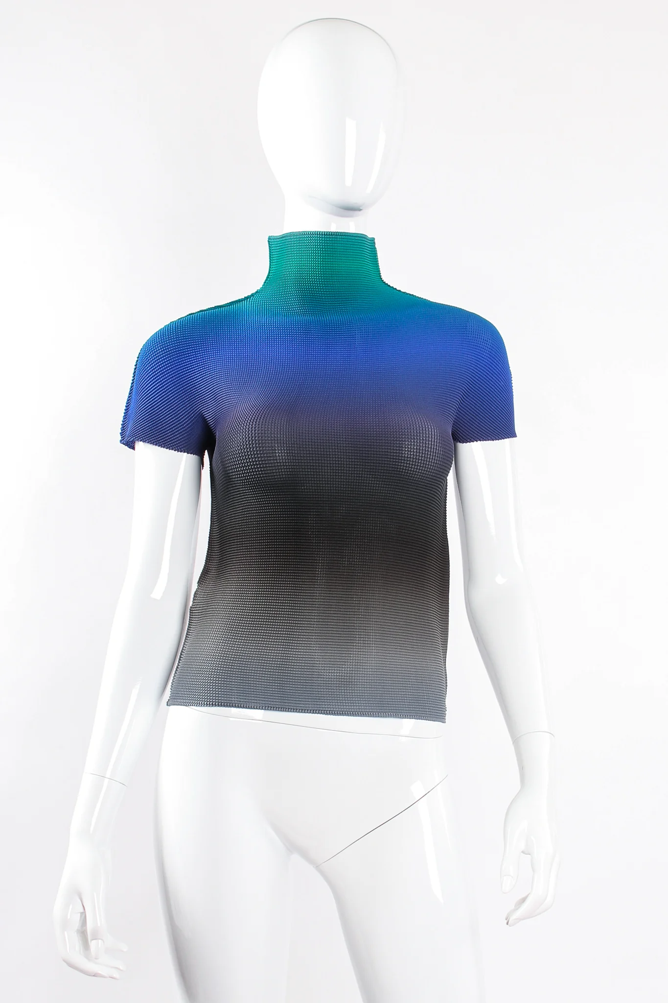 Ombré Waffle Pleated Turtleneck Top - Image 5