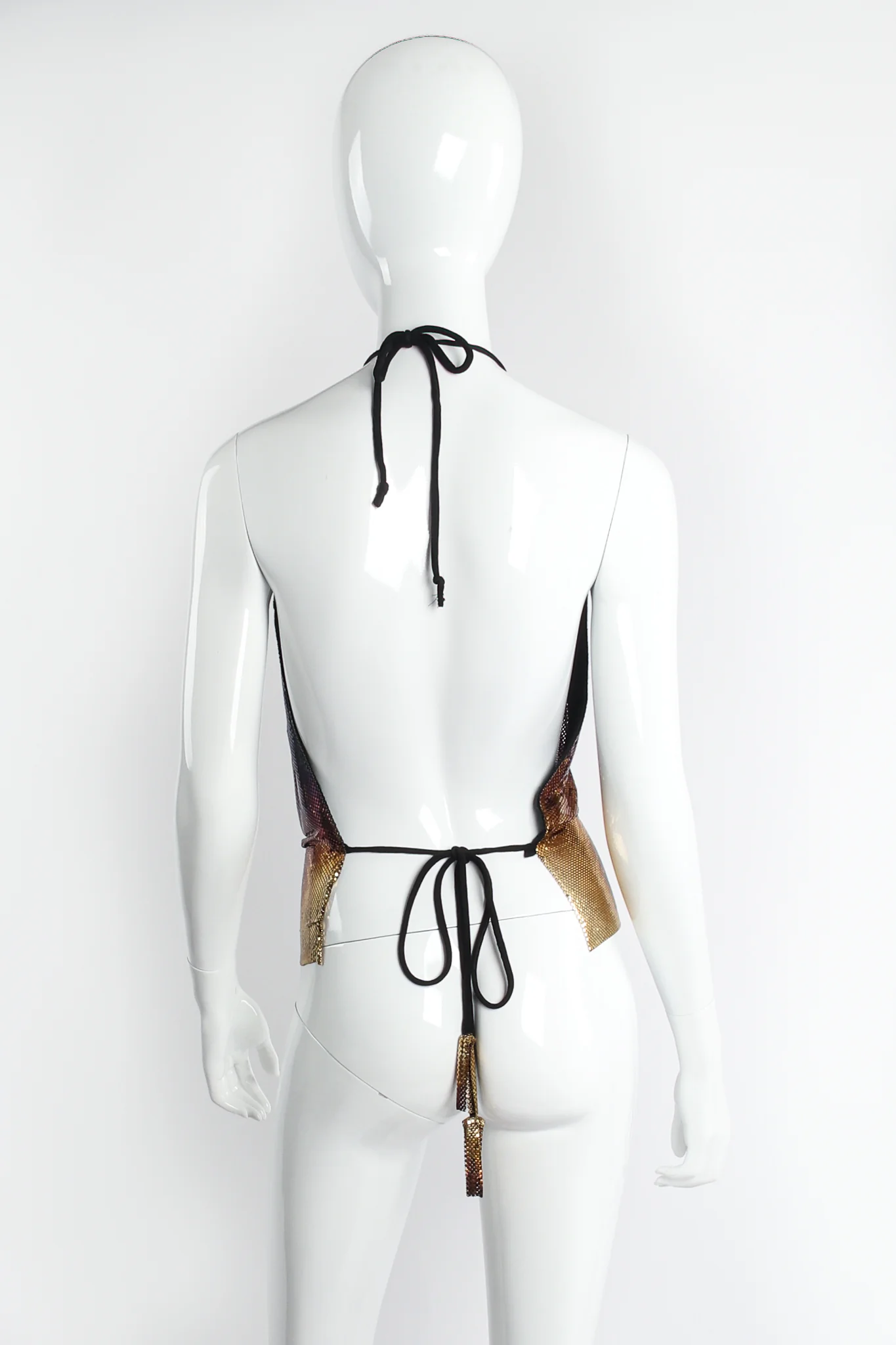 Rare Anodized Gathered Metal Mesh Halter - Image 4