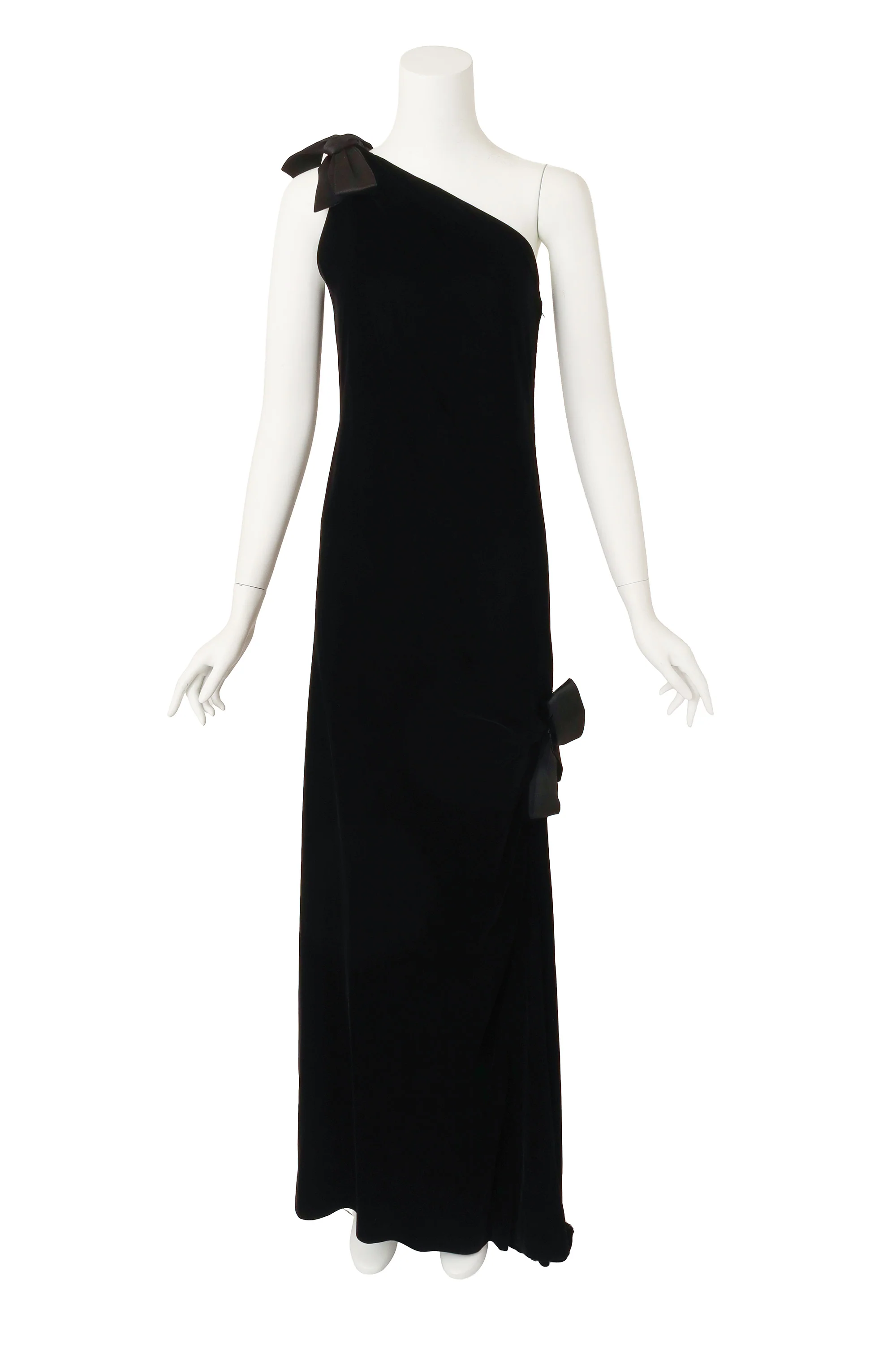 One-Shoulder Velvet Bow Dress