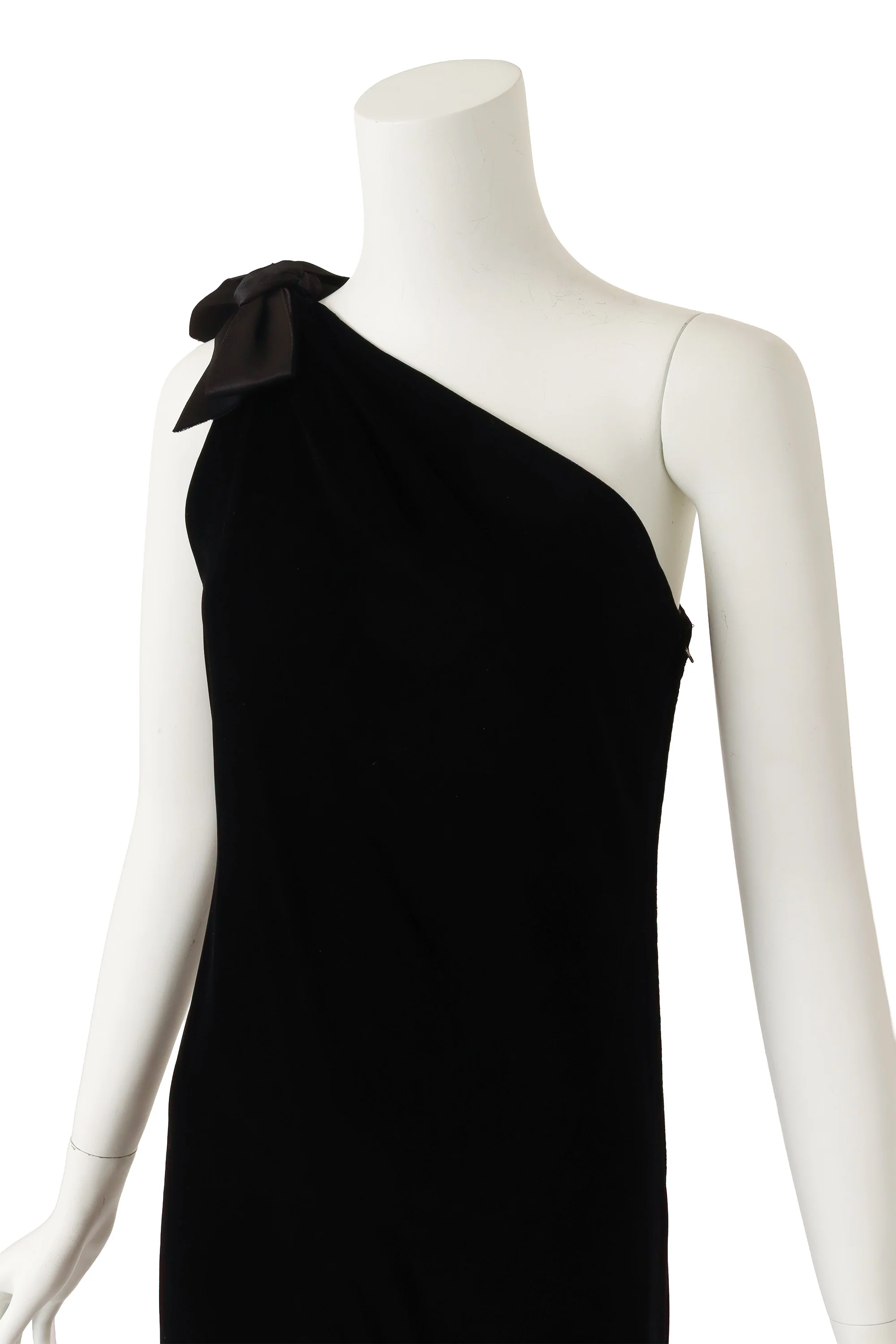 One-Shoulder Velvet Bow Dress - Image 2