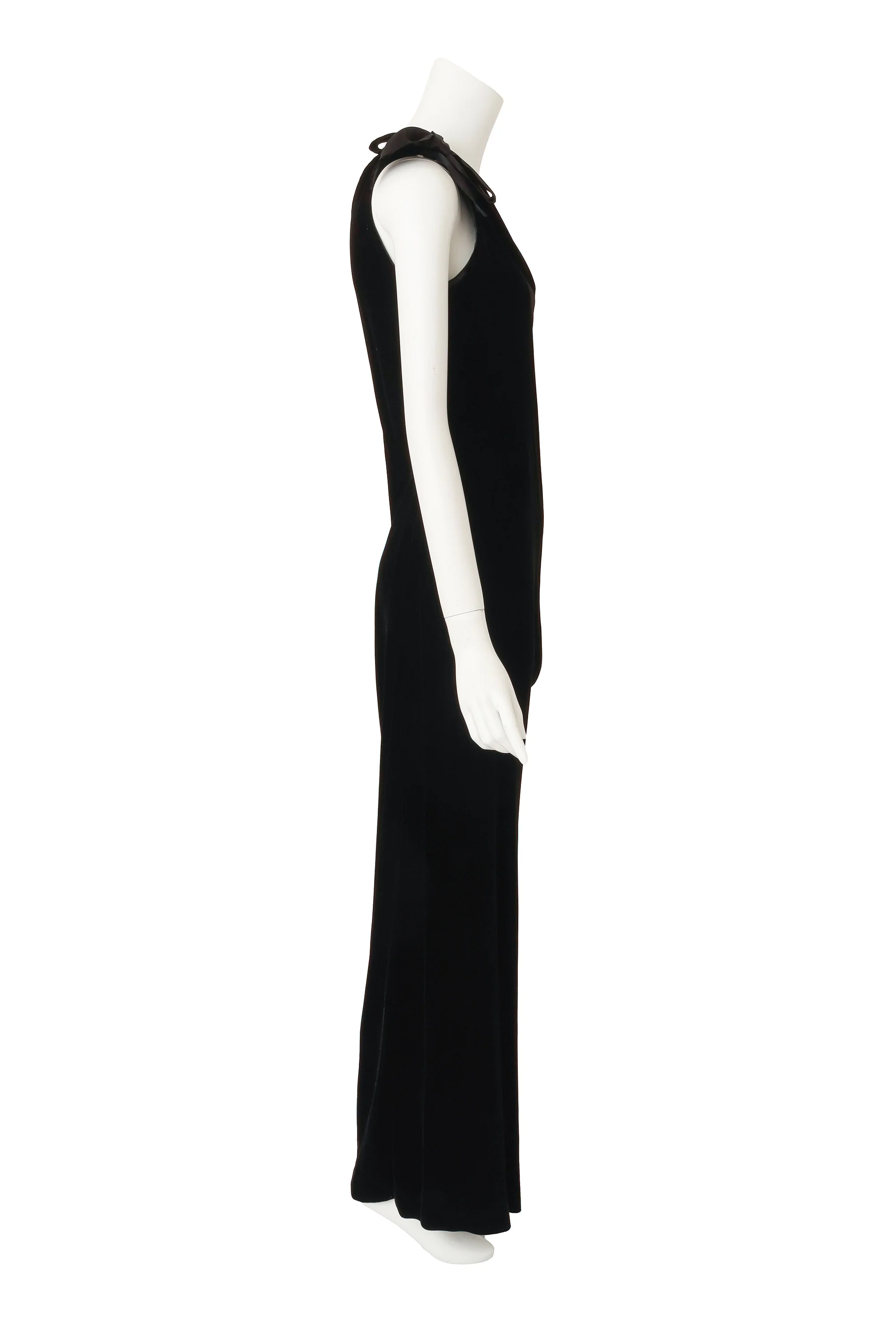 One-Shoulder Velvet Bow Dress - Image 3